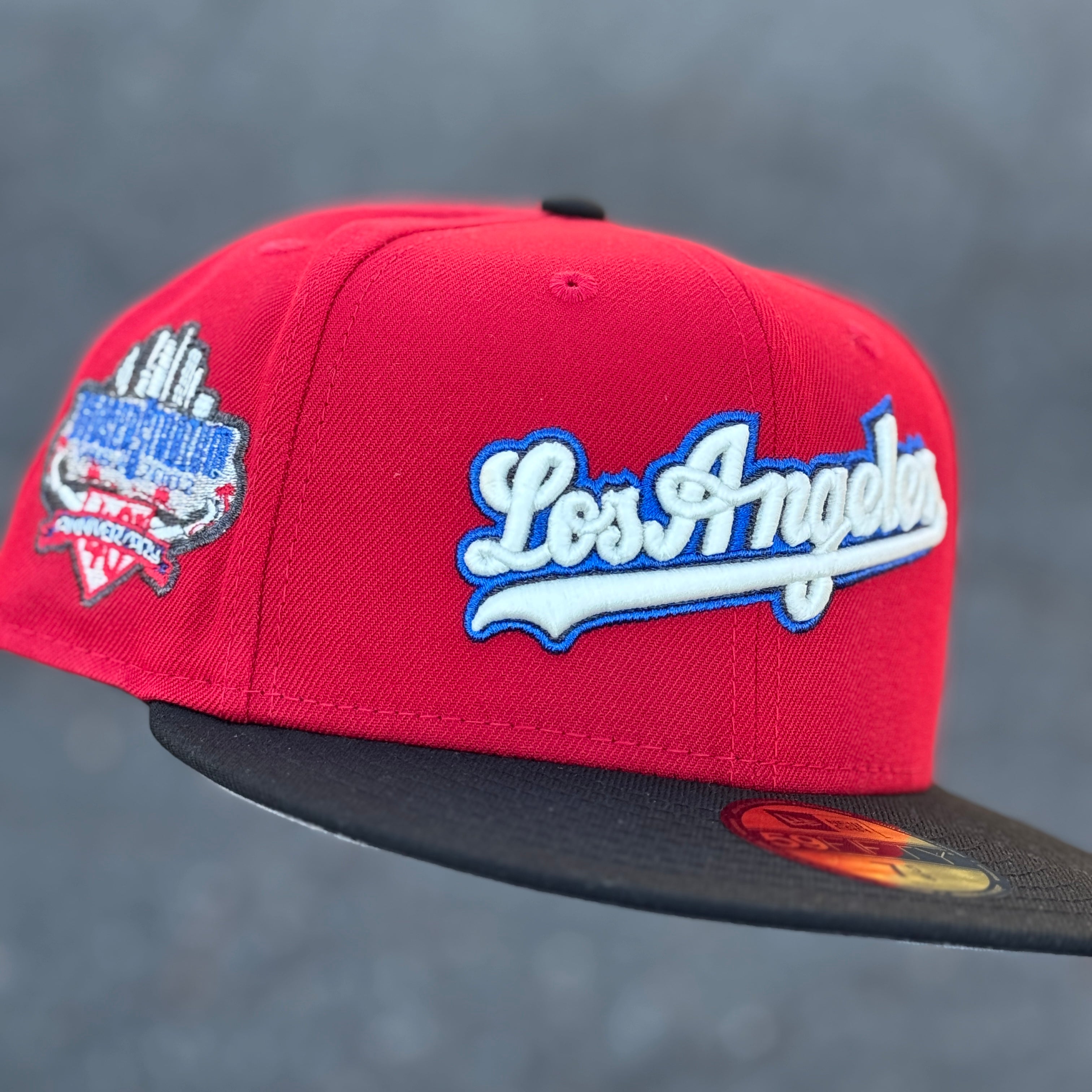 Los Angeles Dodgers 40th Anniversary Side Patch Fitted Hat New Era 5950 (Red/Black/White/Royal Blue/Gray)