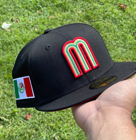 Mexico 2023 World Baseball Classic Fitted Hat (Black/Red uv)