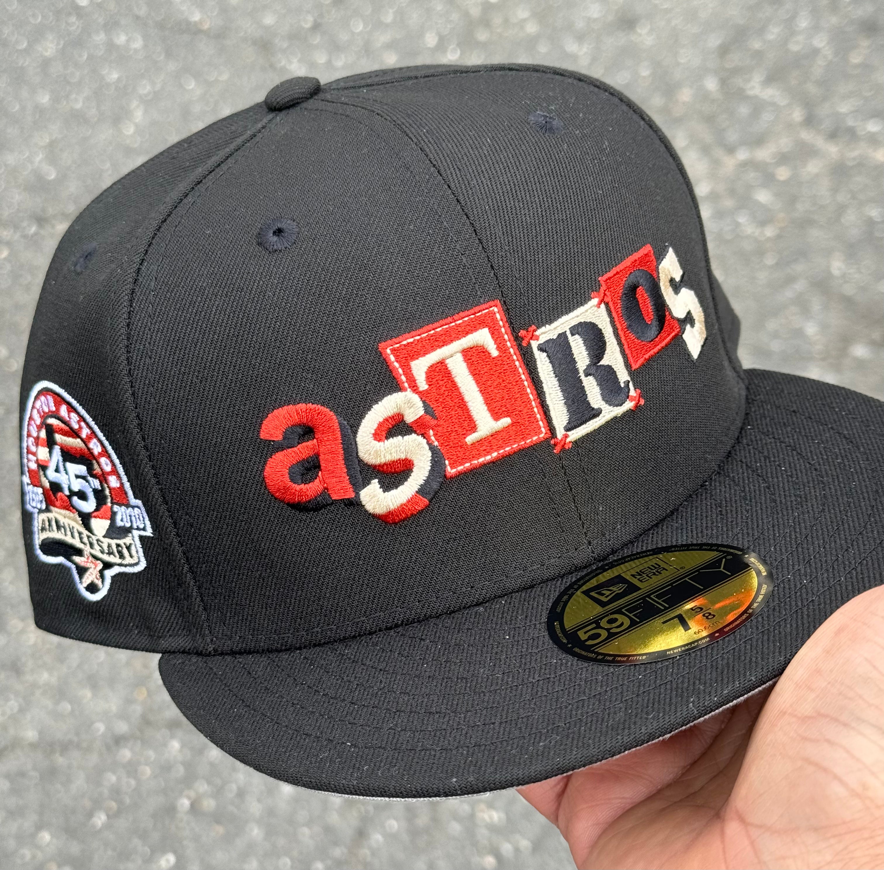 Houston Astros 45th Anniversary Side Patch Fitted Hat New Era 5950 (Black/Red)