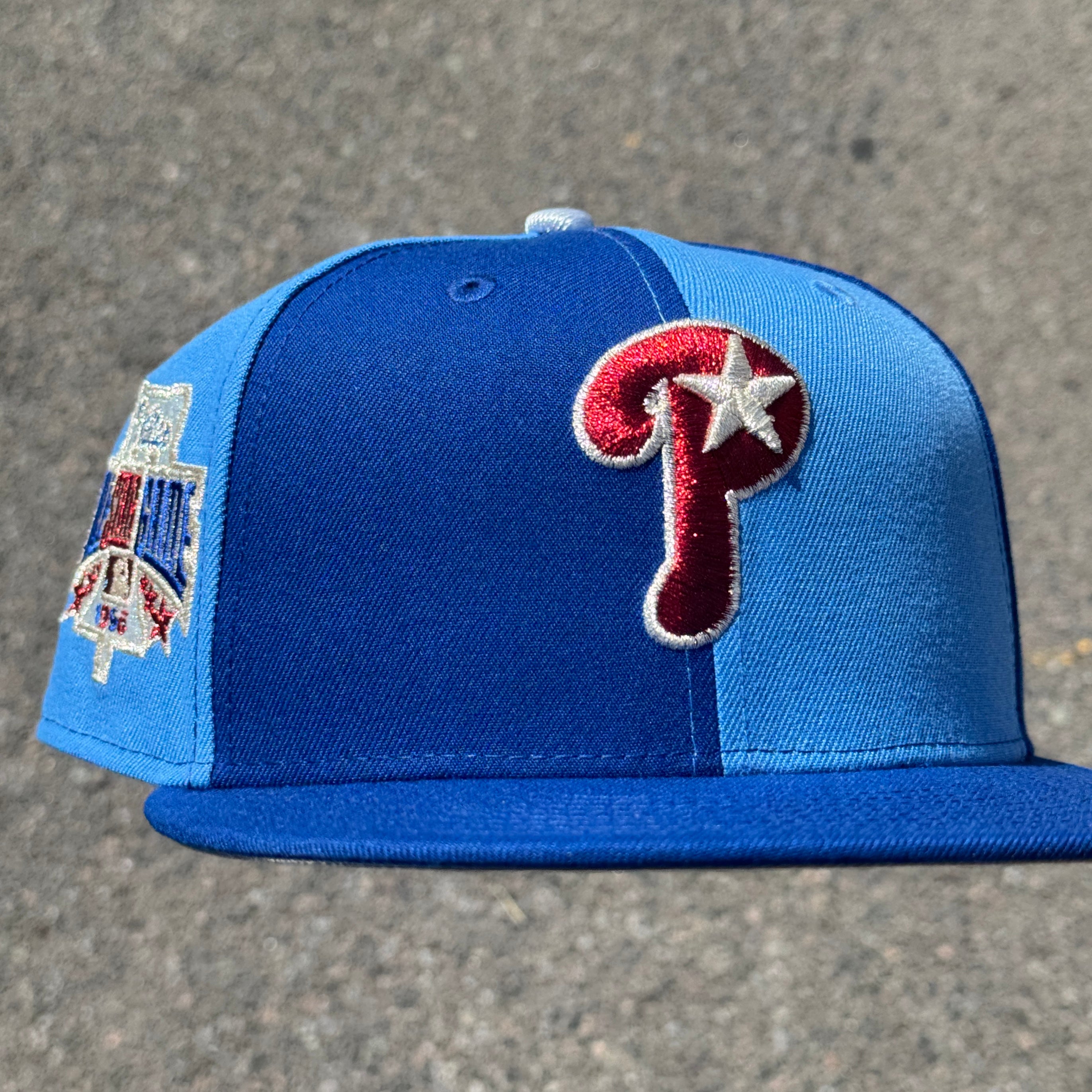 Philadelphia Phillies Pinwheel 1996 All Star Game Side Patch Fitted Hat MLB New Era 5950 (Blue/Sky Blue/Red/Silver/Gray)