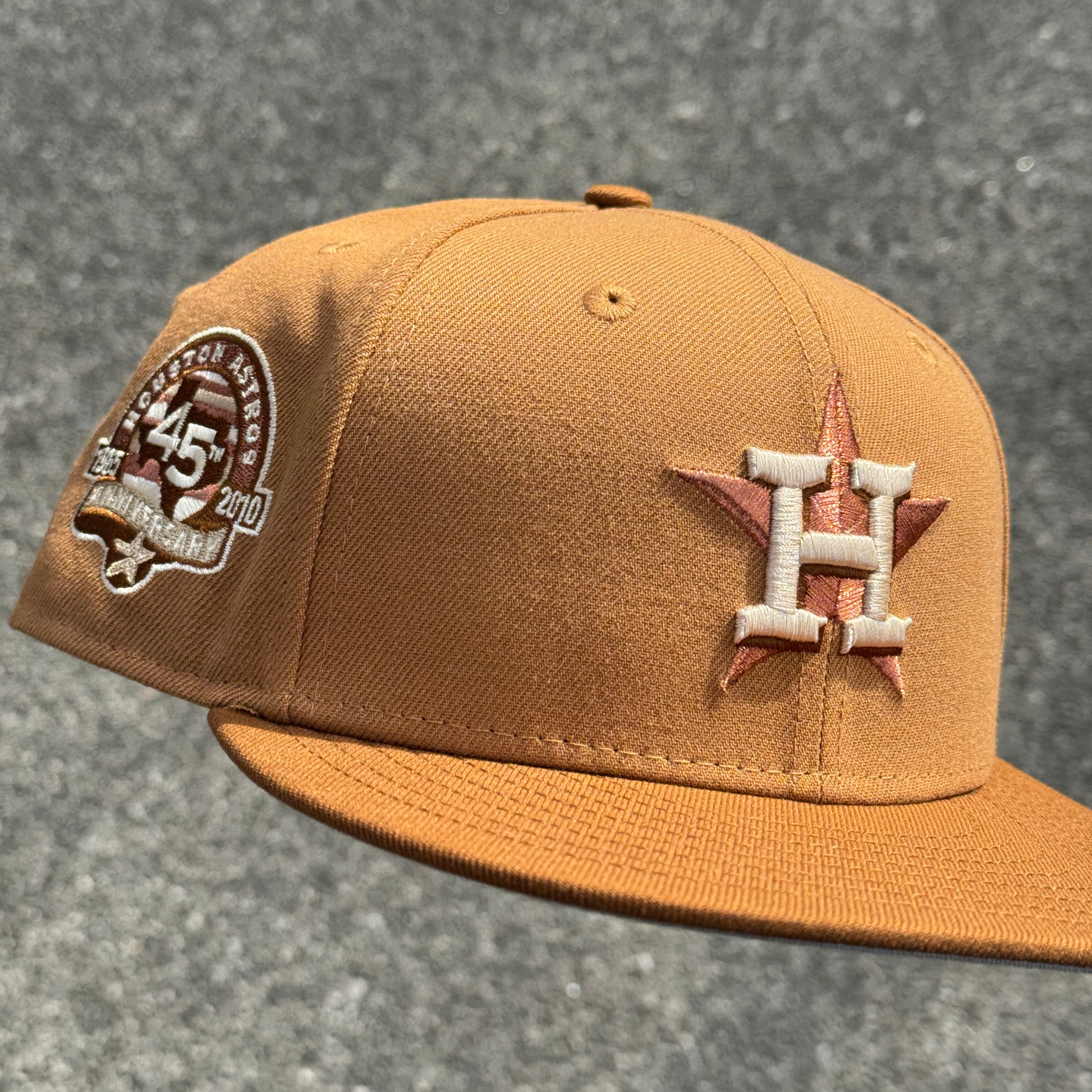 Houston Astros 45th Anniversary  Side Patch MLB Fitted Hat New Era 5950(Wheat/Toasted Peanut/Light Bronze/Seashell/Copper/Gray)