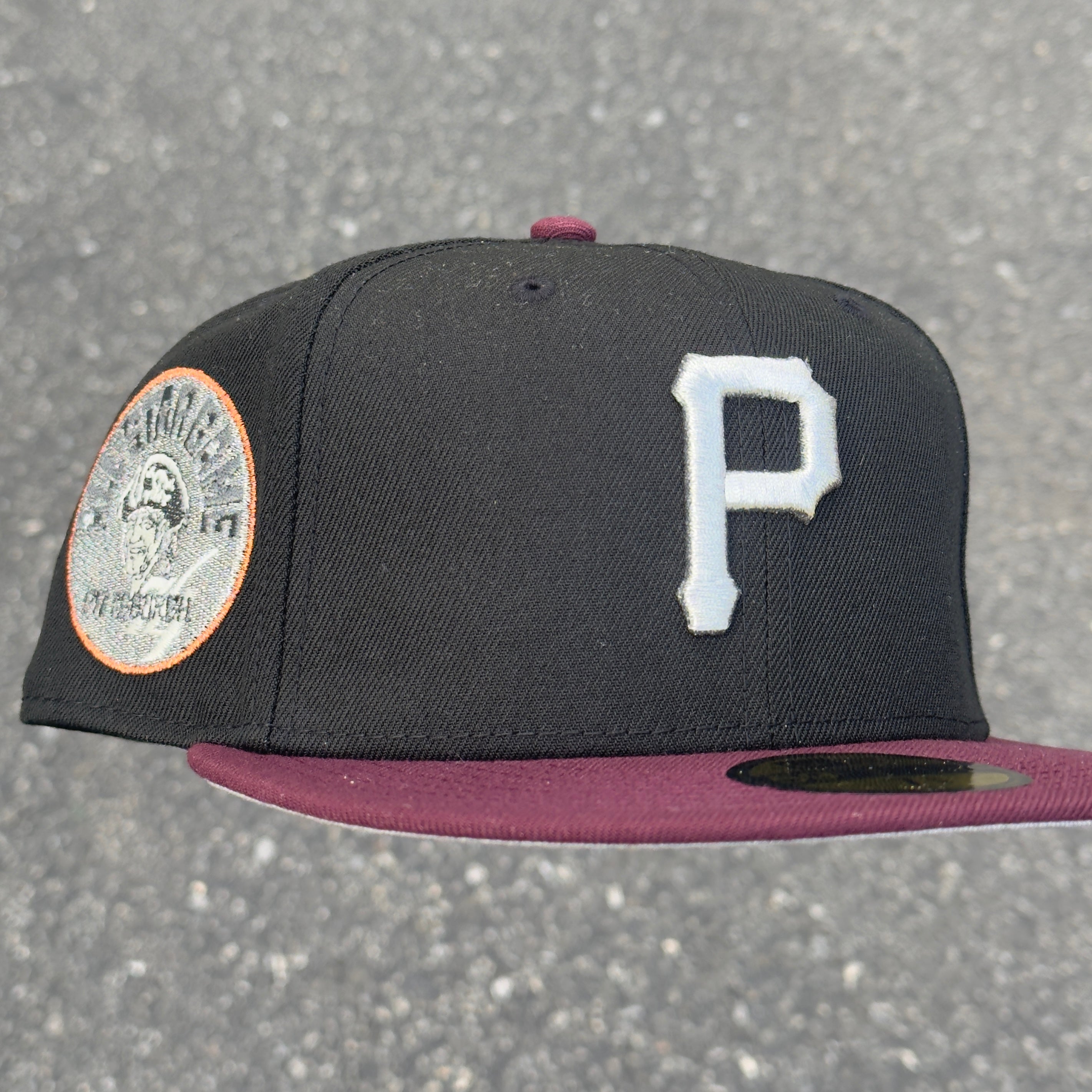 Pittsburgh Pirates 1974 All Star Game Side Patch Fitted Hat New Era 5950 (Black / Burgundy / Silver / Copper / Gray)