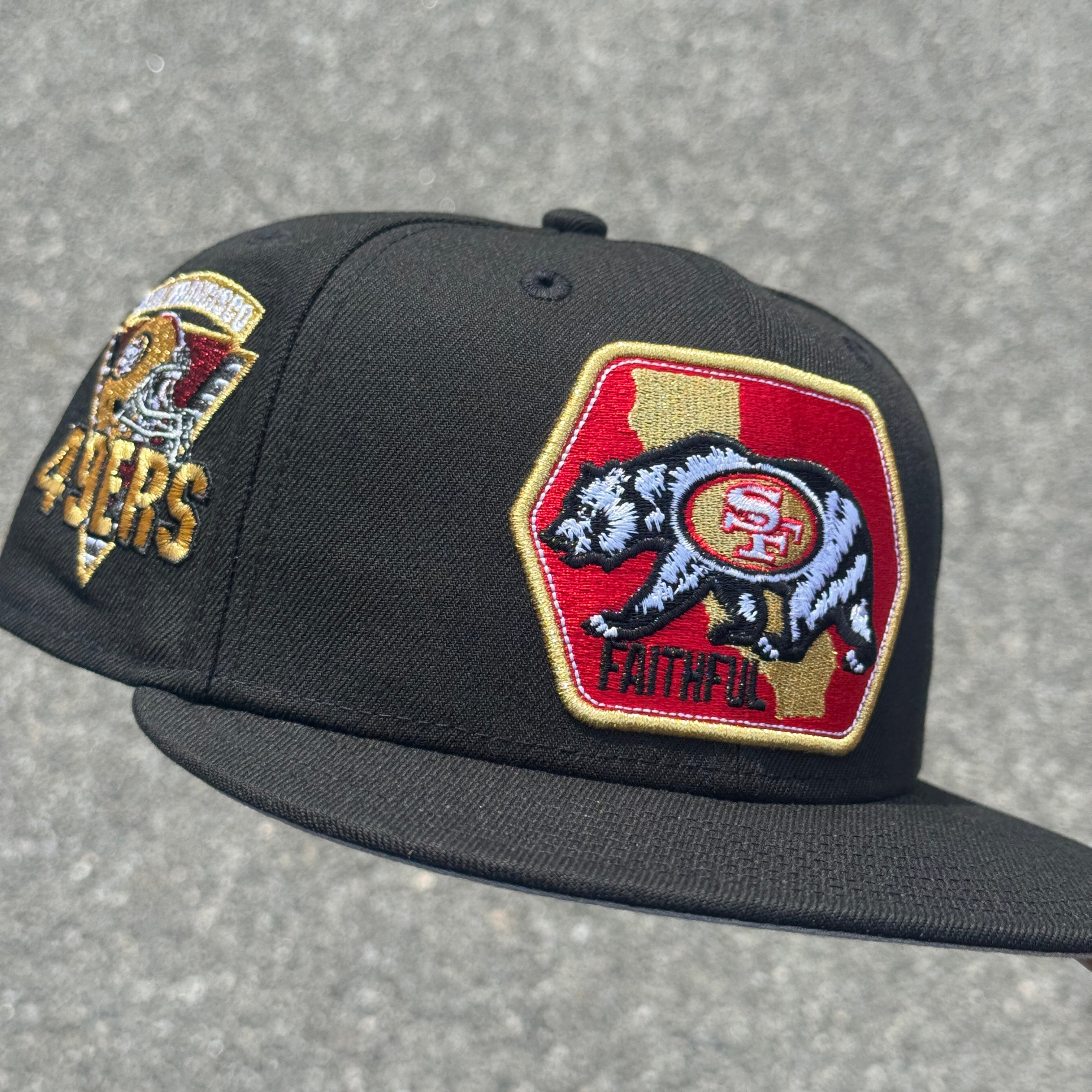 San Francisco 49ers SF 49ers Side Patch Fitted Hat NFL New Era 5950 (Black/Red/Gold/White/Silver/Gray)
