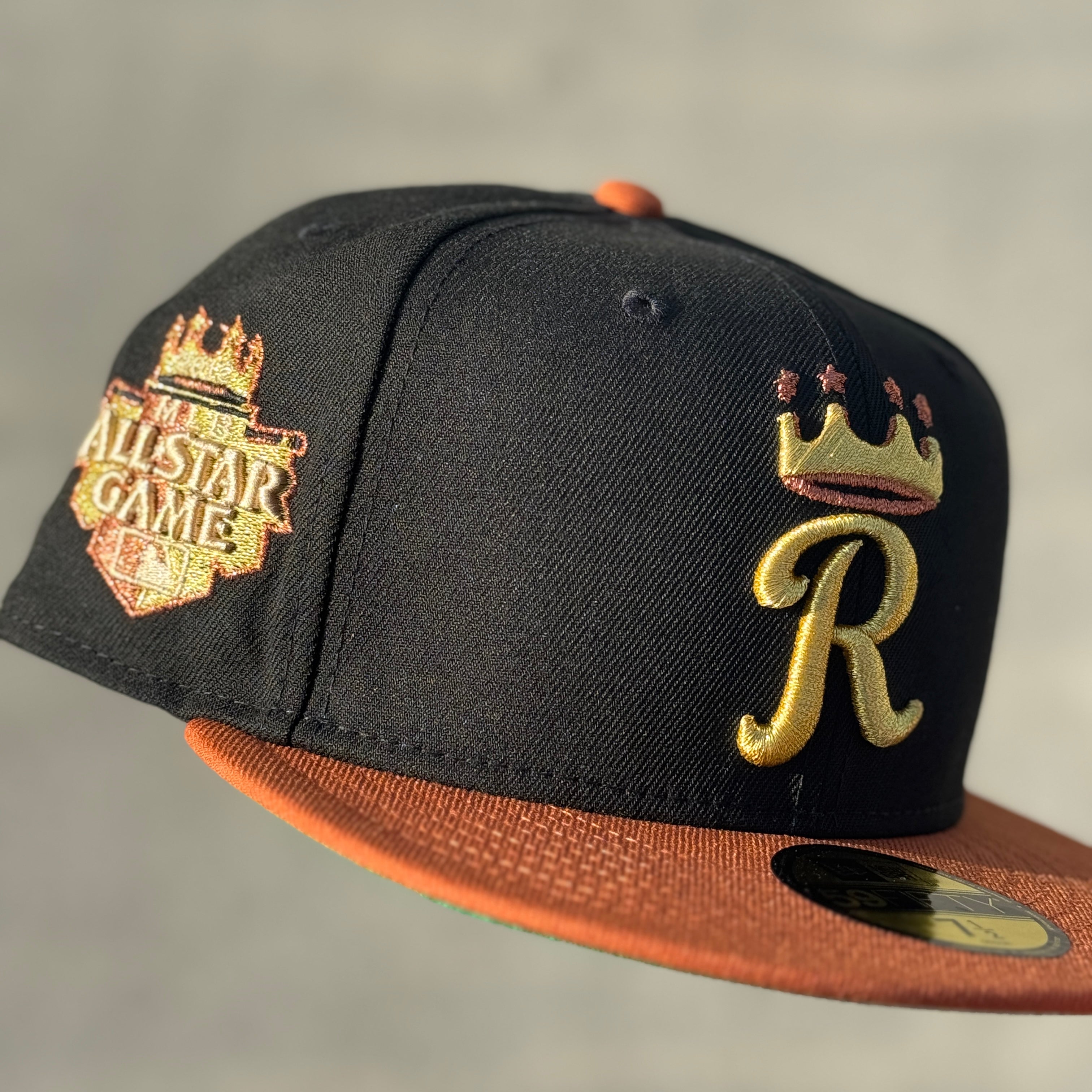 Kansas City Royals 2012 All Star Game Side Patch Fitted Hat New Era 5950 (Black / Rust Orange / Seashell / Gold / Copper / Green)