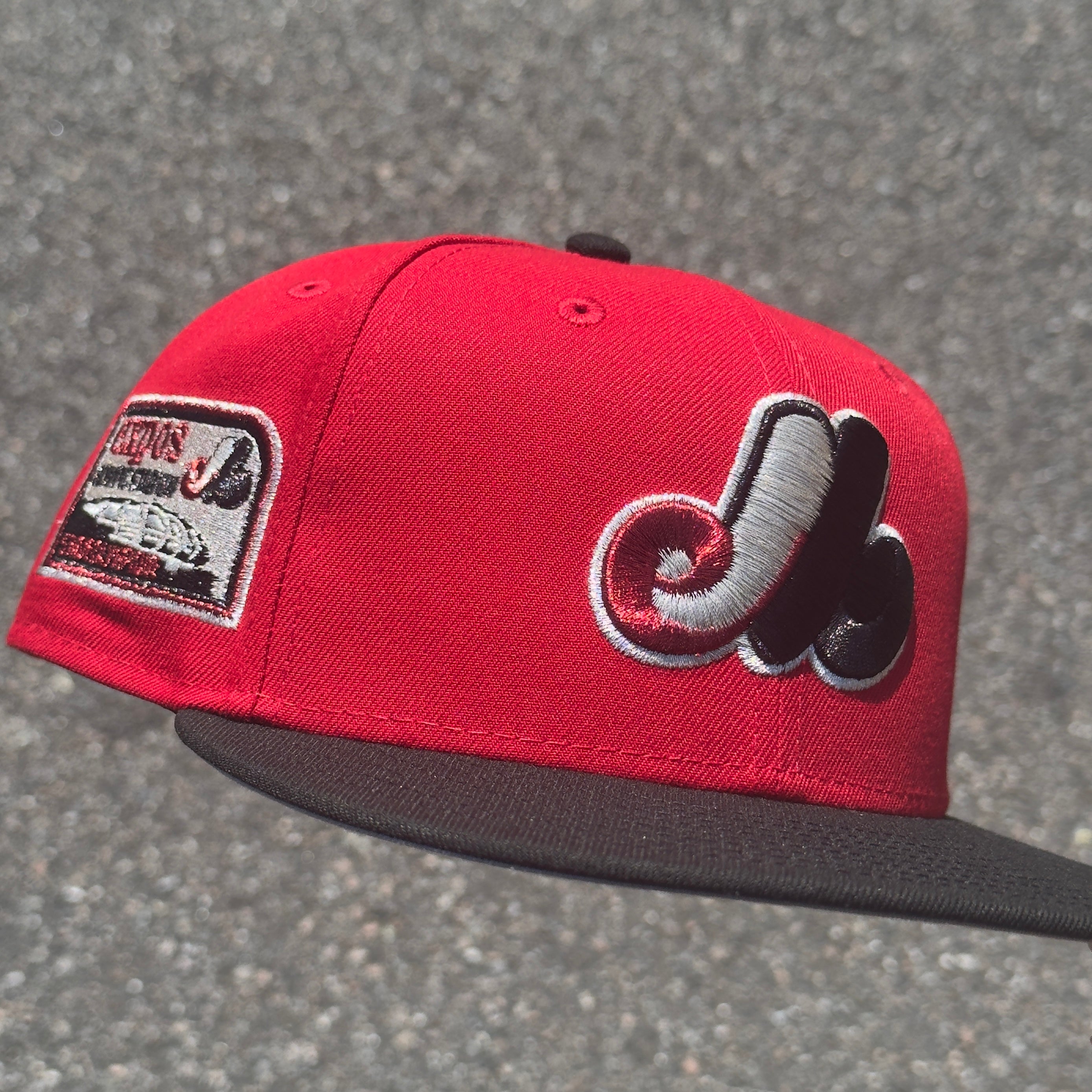 Montreal Expos Olympic Stadium Side Patch MLB Fitted Hat New Era 5950(Red/Black/Silver/Gray)