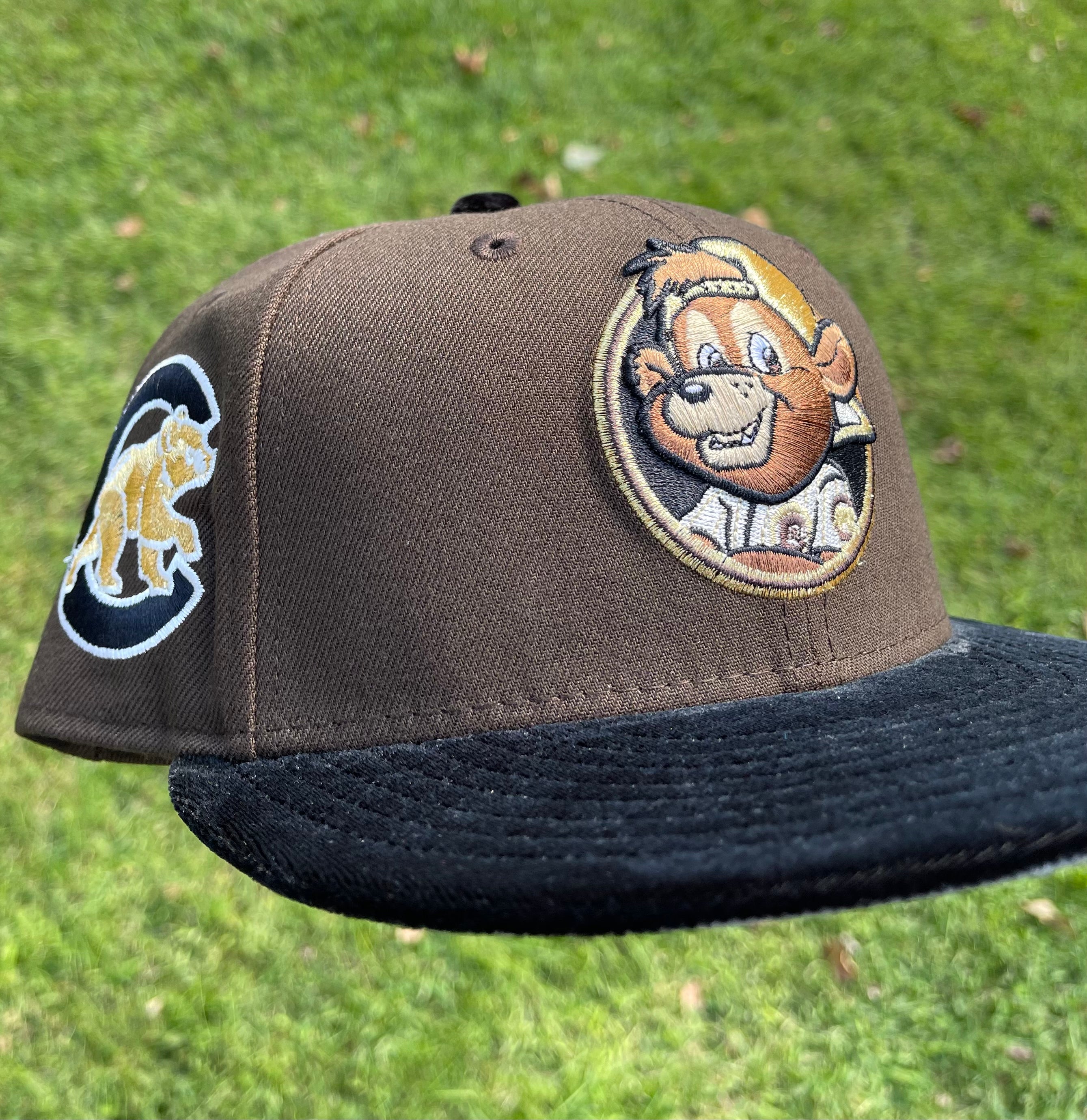 Chicago Cubs Clark The Bear Mascot Velvet Brim Fitted Hat 5950 (Brown/Black/Gold/Gray)