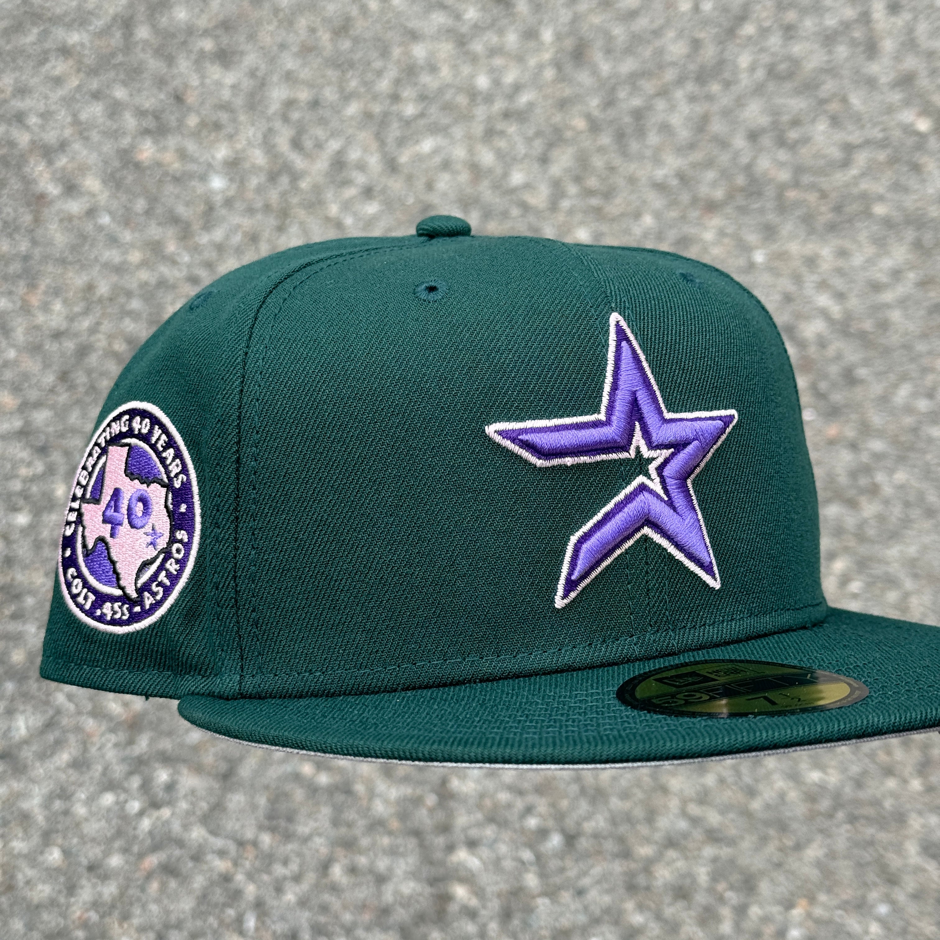 Houston Astros Celebrating 40 years Side Patch Fitted Hat New Era 5950 (Green/Purple/Pink/Gray)