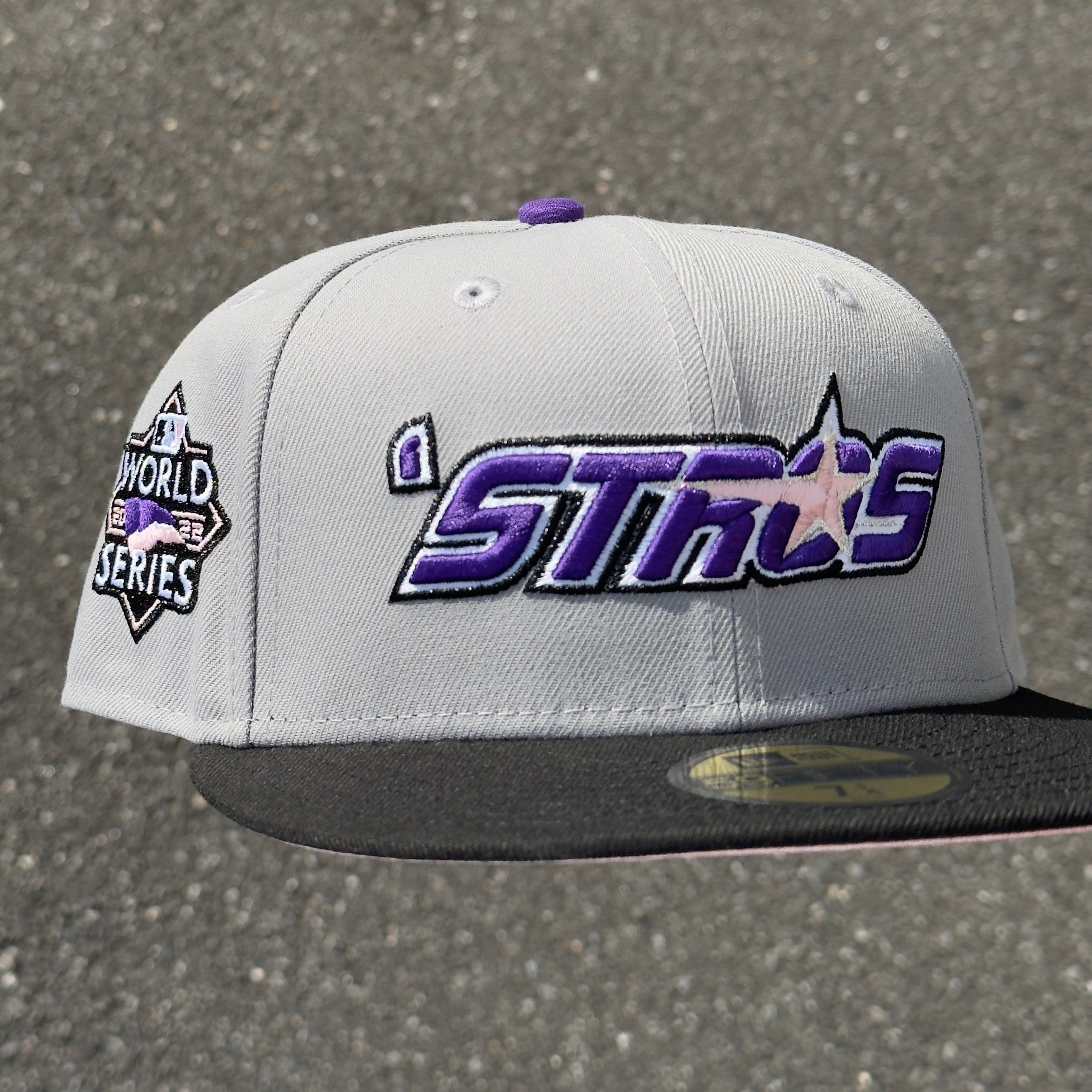 Houston Astros “STROS” 2022 World Series Fitted Hat New Era 5950 (Gray/Black/Purple/Pink/White/Gray)