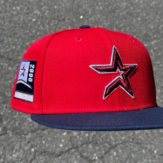 Houston Astros Open Star 2000 Inaugural Season Side Patch Fitted Hat New Era 5950 (Red/Navy Blue/White/Silver/Gray)