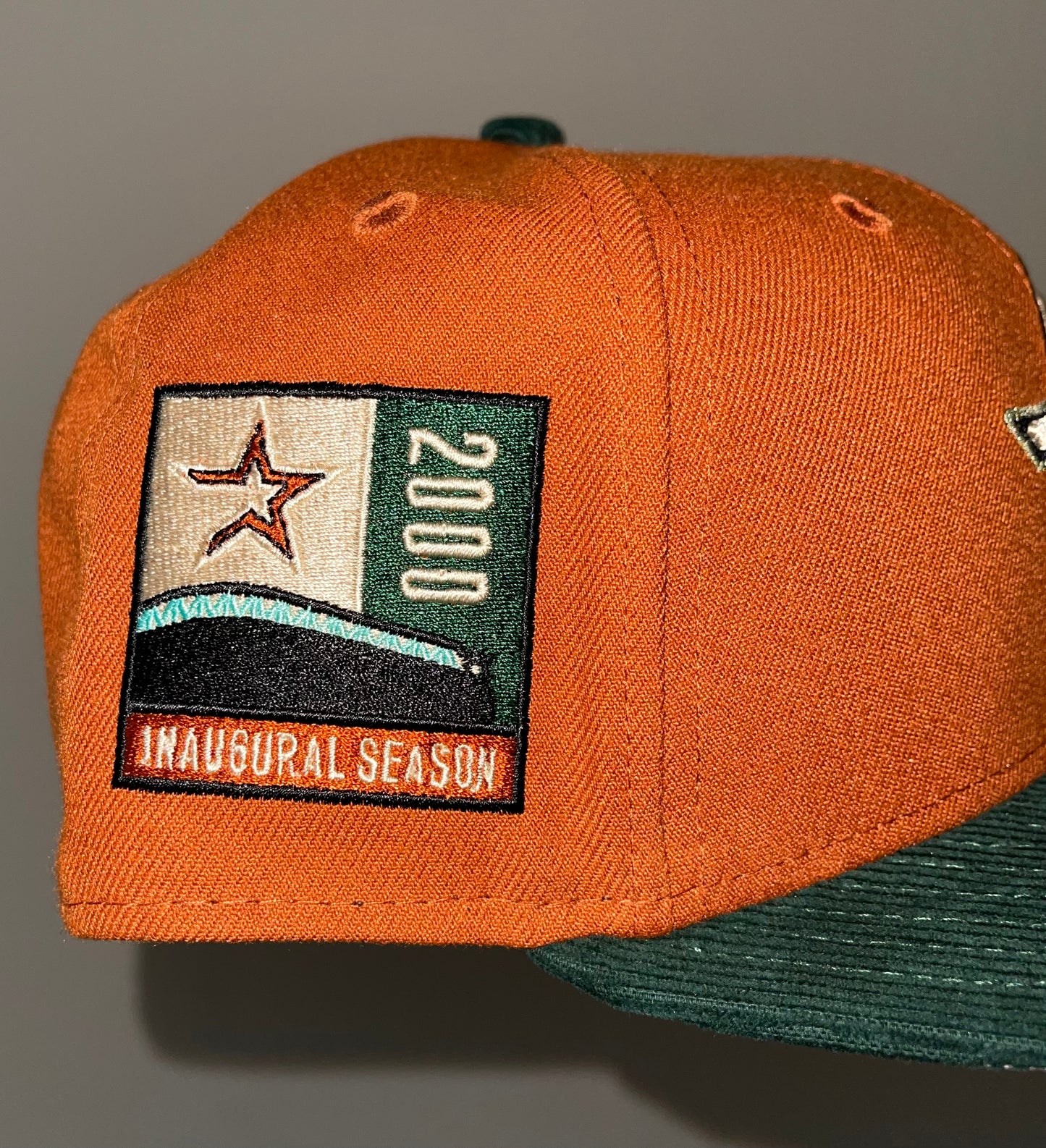 Houston Astros 2000 Inaugural Season Side Patch Fitted Hat New Era 5950 (Rust Orange/Green/Gray)