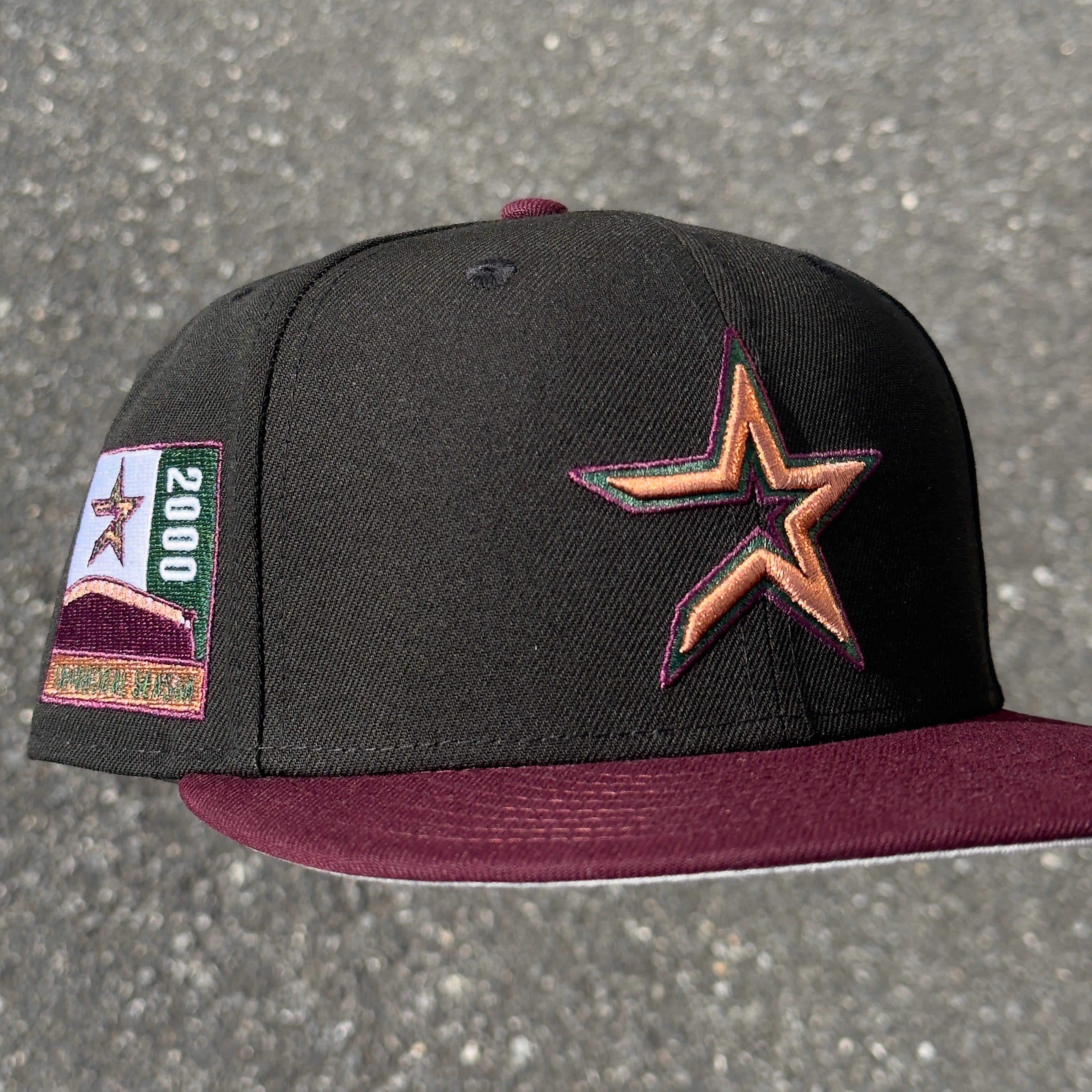 Houston Astros 2000 Inaugural Season Side Patch Fitted Hat New Era 5950 (Black/Maroon/Green/Copper/White/Gray)