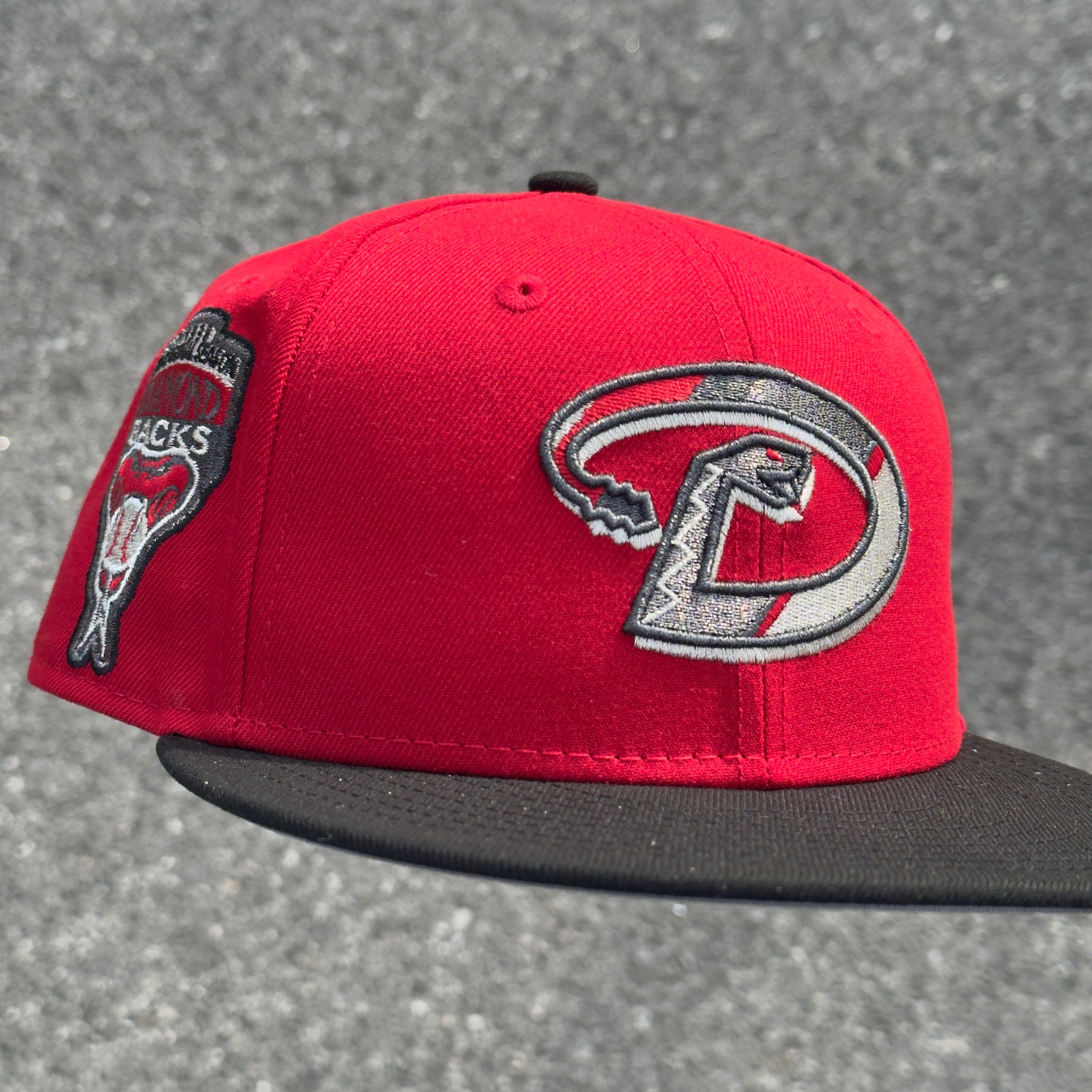 Arizona Diamondbacks 1998 Inaugural Season Side Patch Fitted Hat New Era 5950 (Red/Black/Silver/Gray)