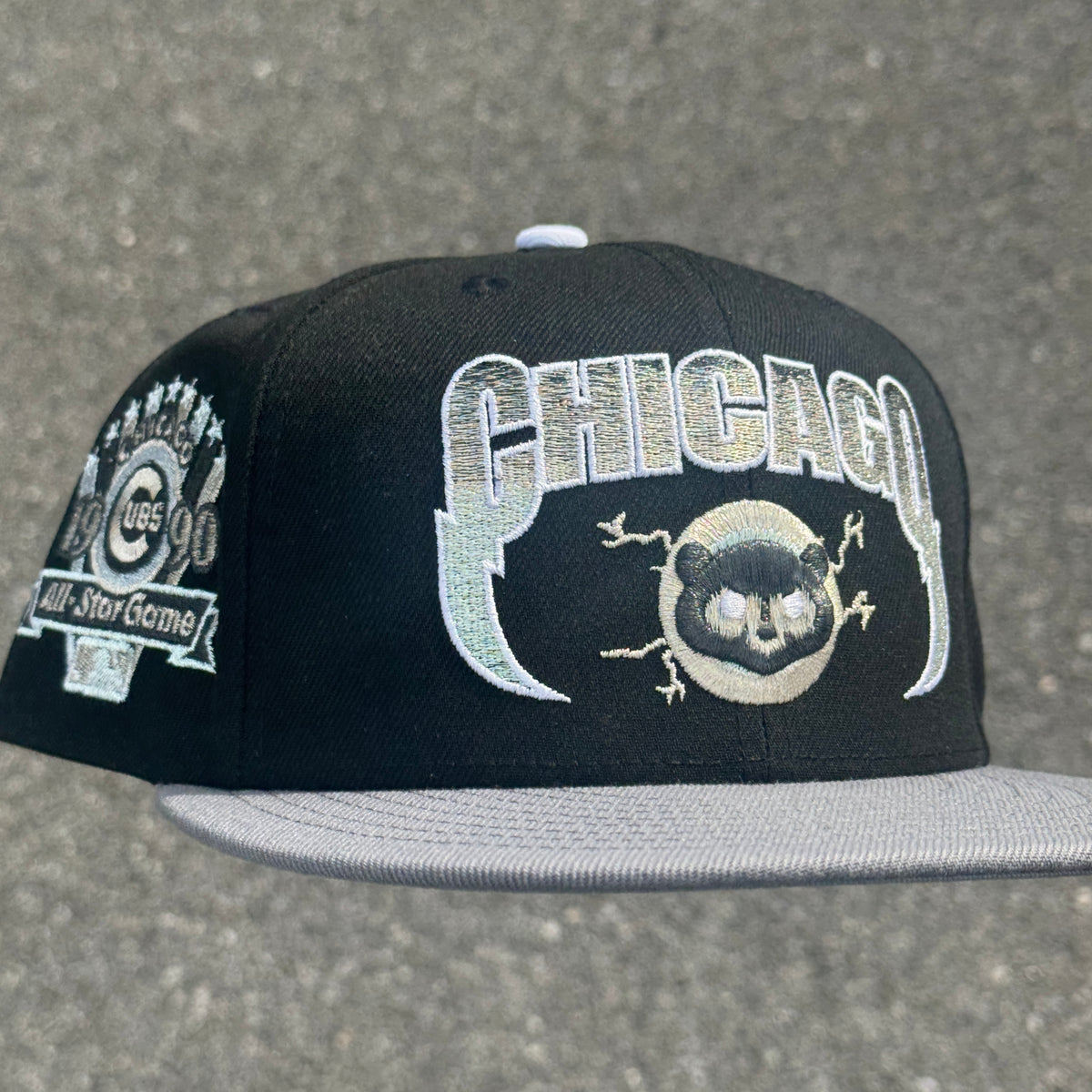Chicago Cubs 1990 All Star Game Side Patch MLB Fitted Hat New Era 5950 (Black/Gray/Silver/White/Iris/Gray)
