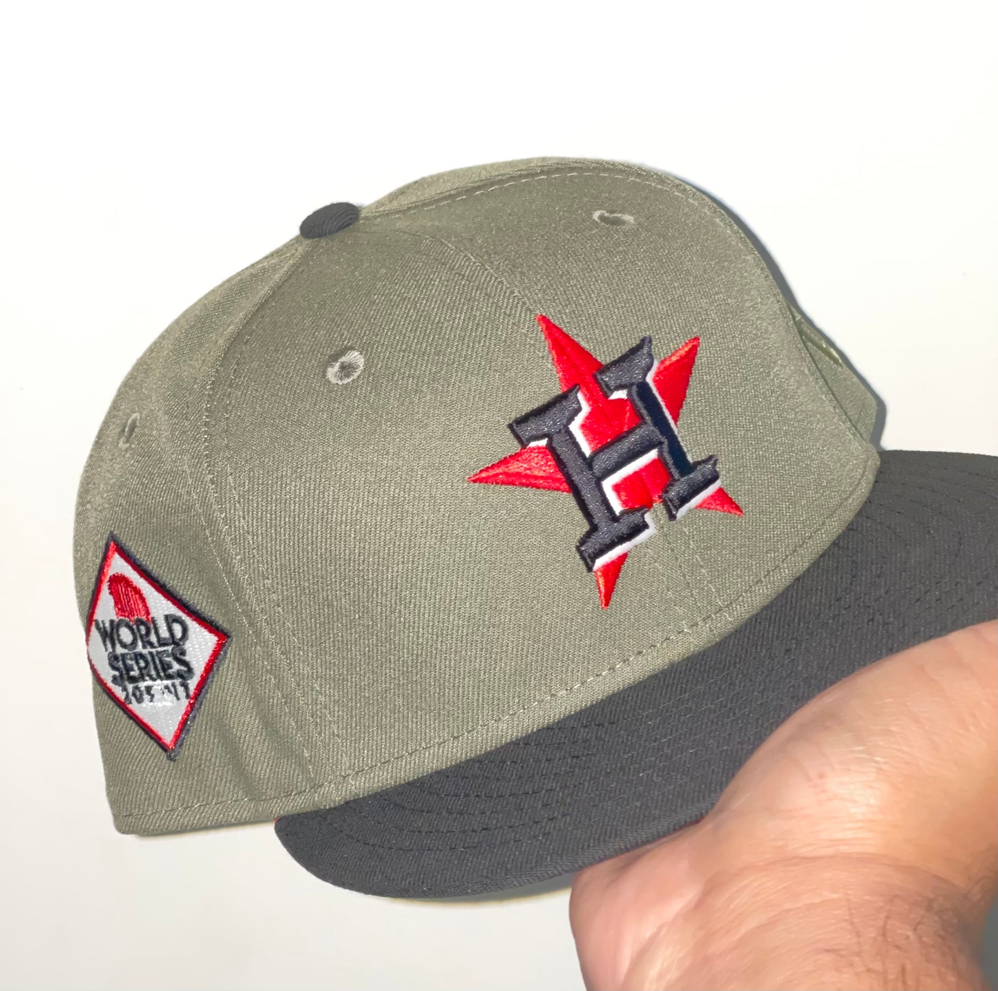 Houston Astros Travis Scott Inspired “Glow In The Dark” 2017 World Series Patch Fitted Hat (Olive/Black/Red/GITD) New Era 5950