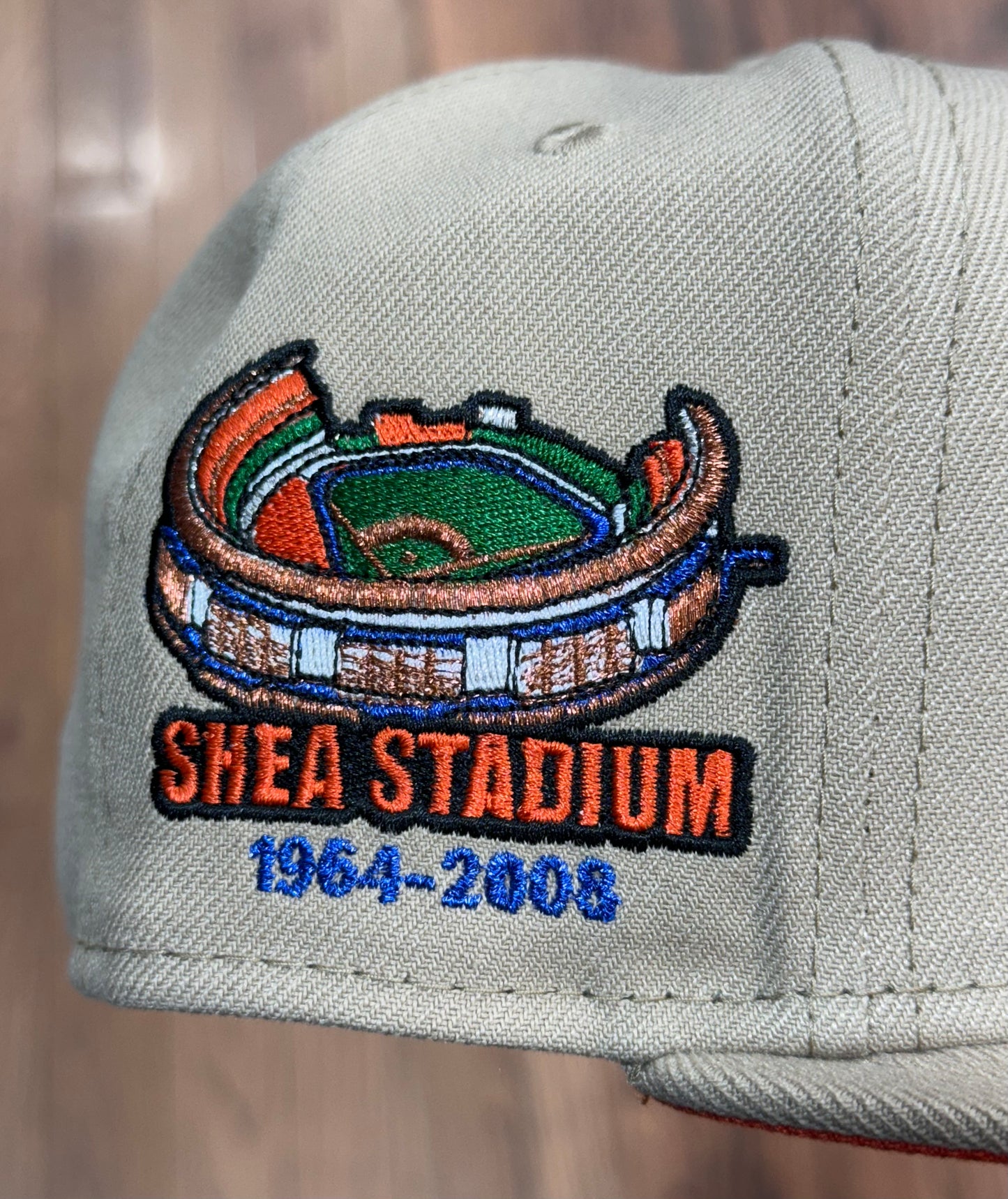 New York Mets Shea Stadium Ballpark Side Patch Fitted Hat New Era 5950 (Camel/Orange/Black/Blue/Copper)
