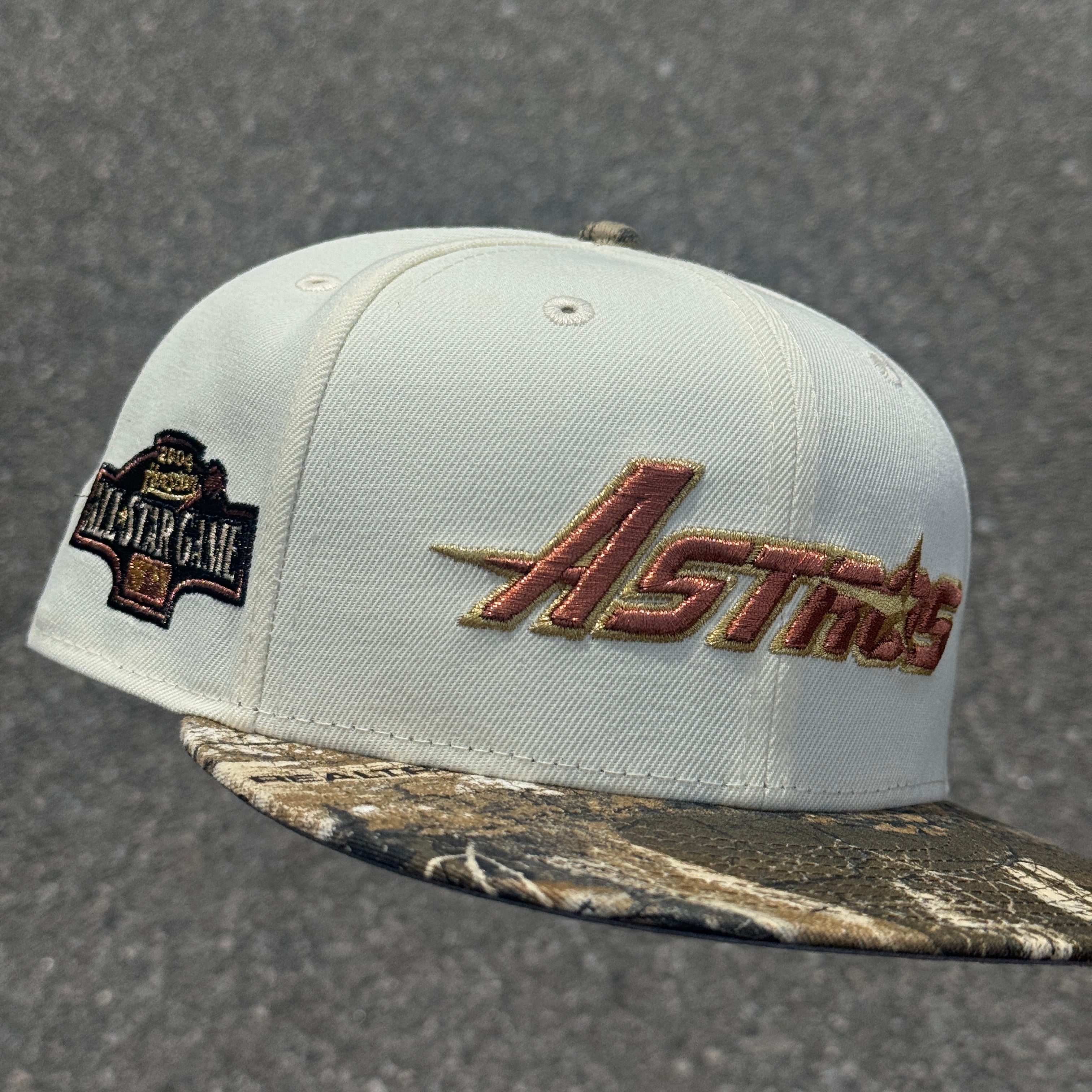 Houston Astros Real Tree 2004 All Star Game Side Patch MLB Fitted Hat New Era 5950(Off White/Real Tree/Black/Seashell/Copper/Gold/Gray)
