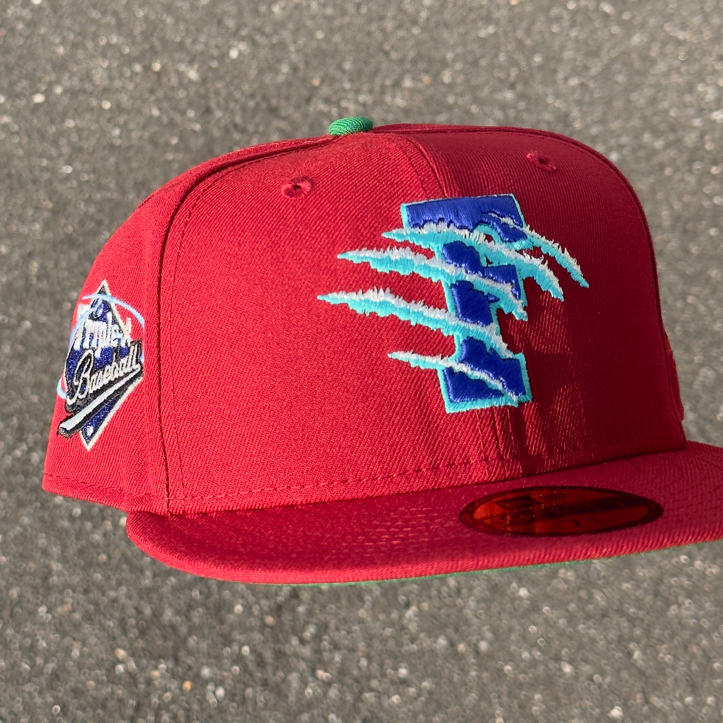 Fresno Grizzlies Triple A Baseball Side Patch Fitted Hat MILB New Era 5950 (Brick Red/Blue/White/Teal/Green)