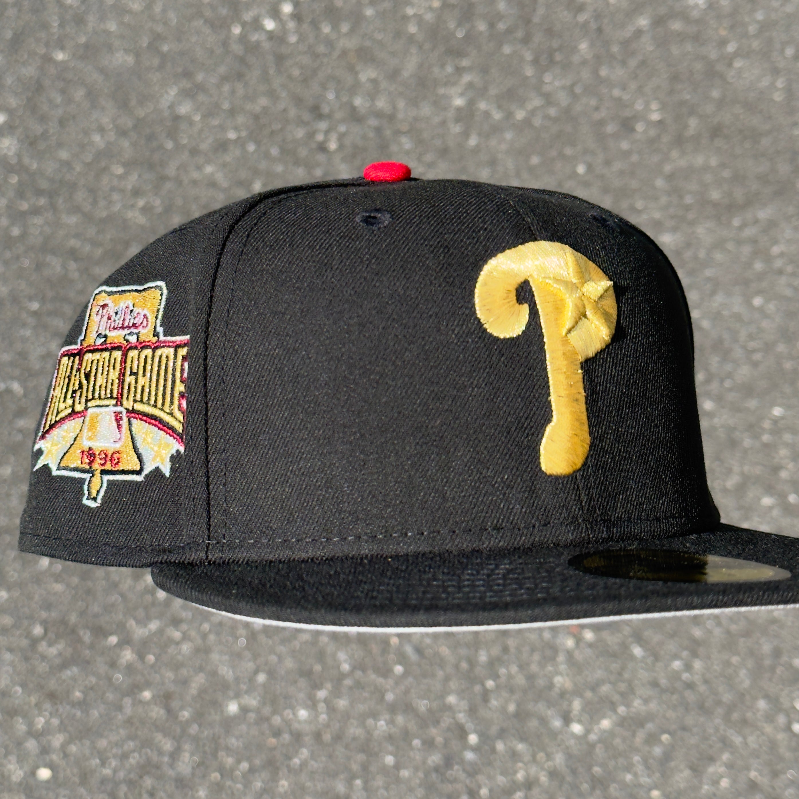 Philadelphia Phillies 1996 All Star Game Side Patch Fitted Hat New Era 5950 (Black/Red/Gold/Metallic Iris/Gray)