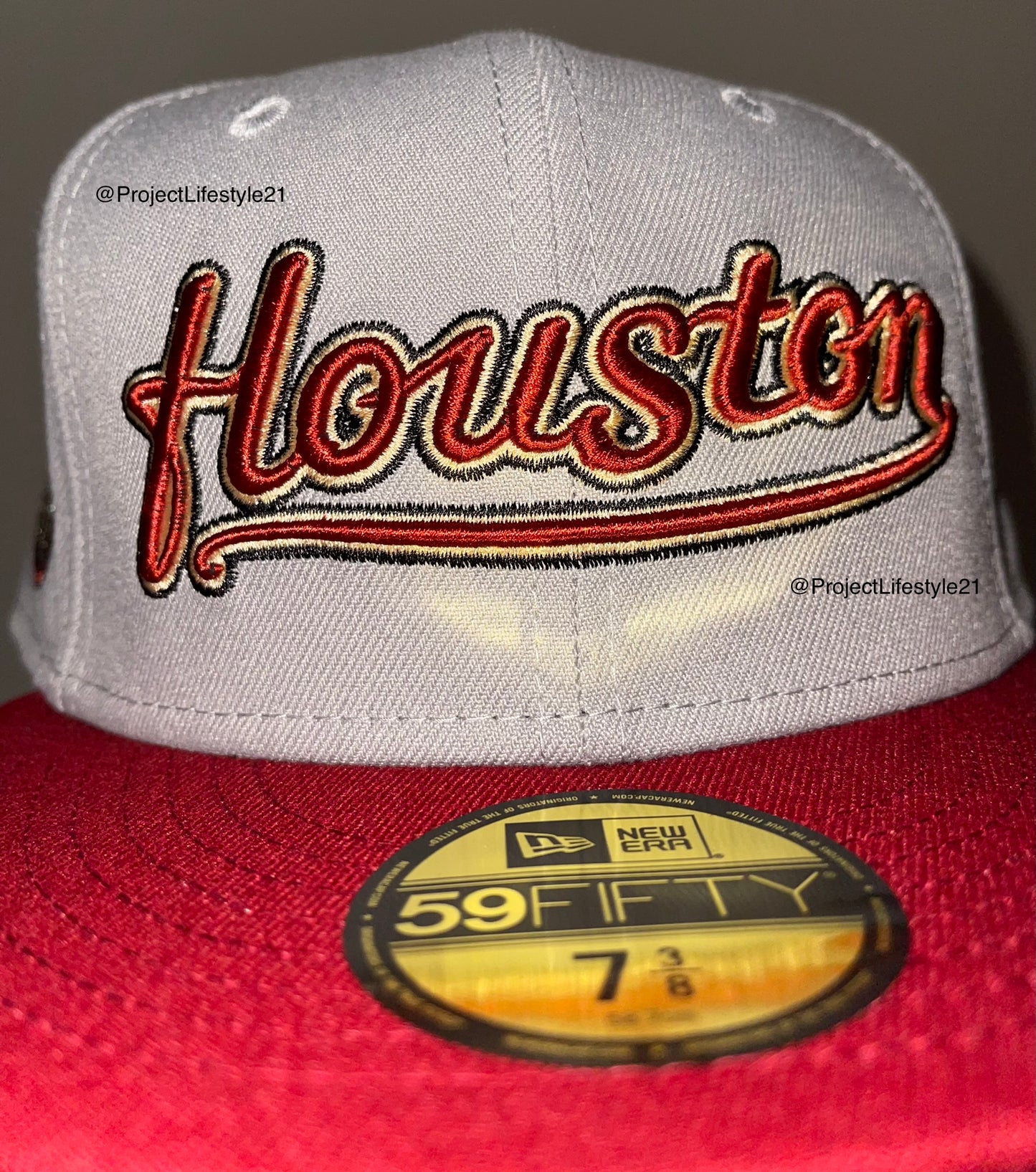 Houston Astros Celebrating 45 Uears Side Patch Fitted Hat (Gray/Brick Red) New Era 5950