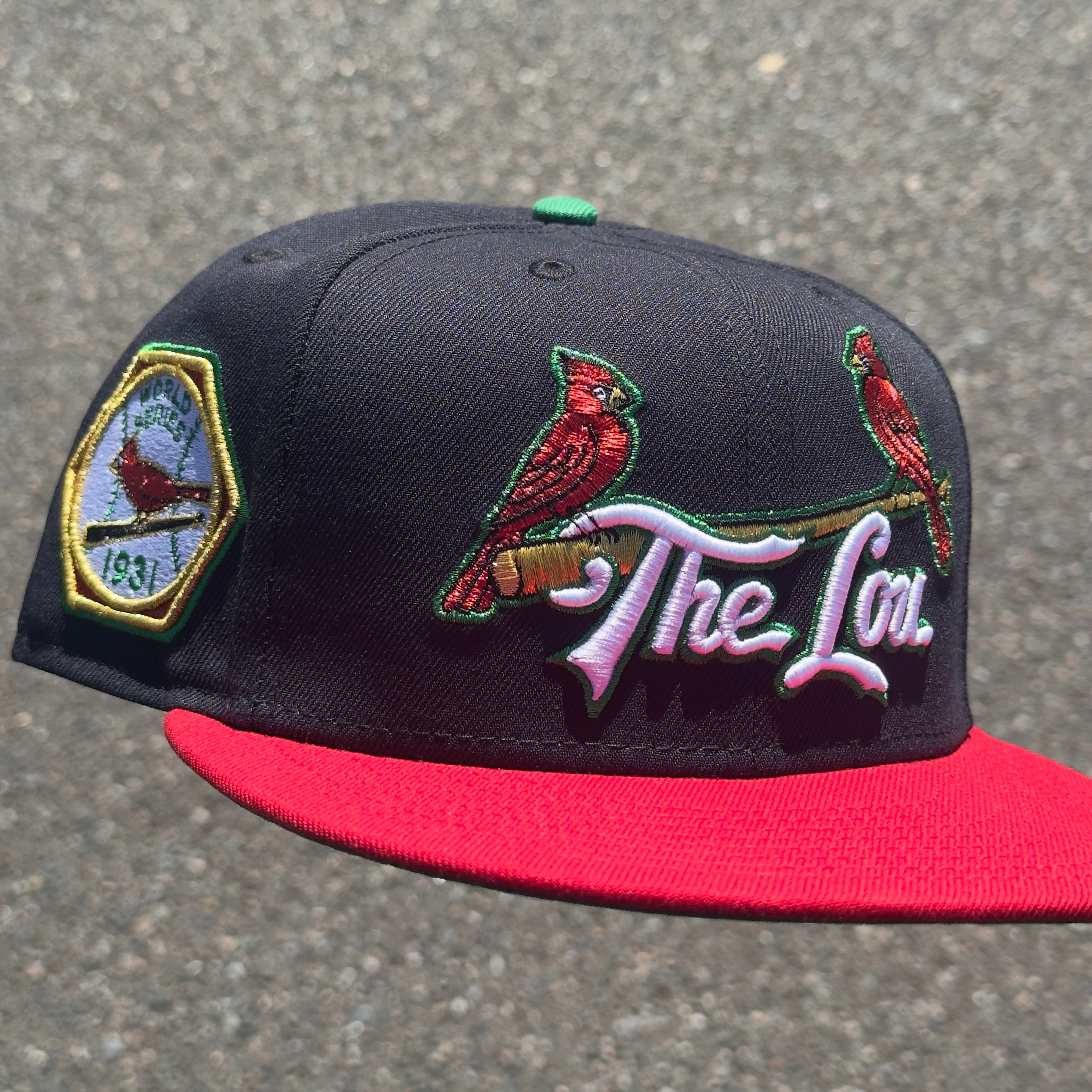 St Louis Cardinals The Lou 1931 World Series Side Patch Fitted Hat New Era 5950 (Navy/Red/Green/White/Gold/Green)