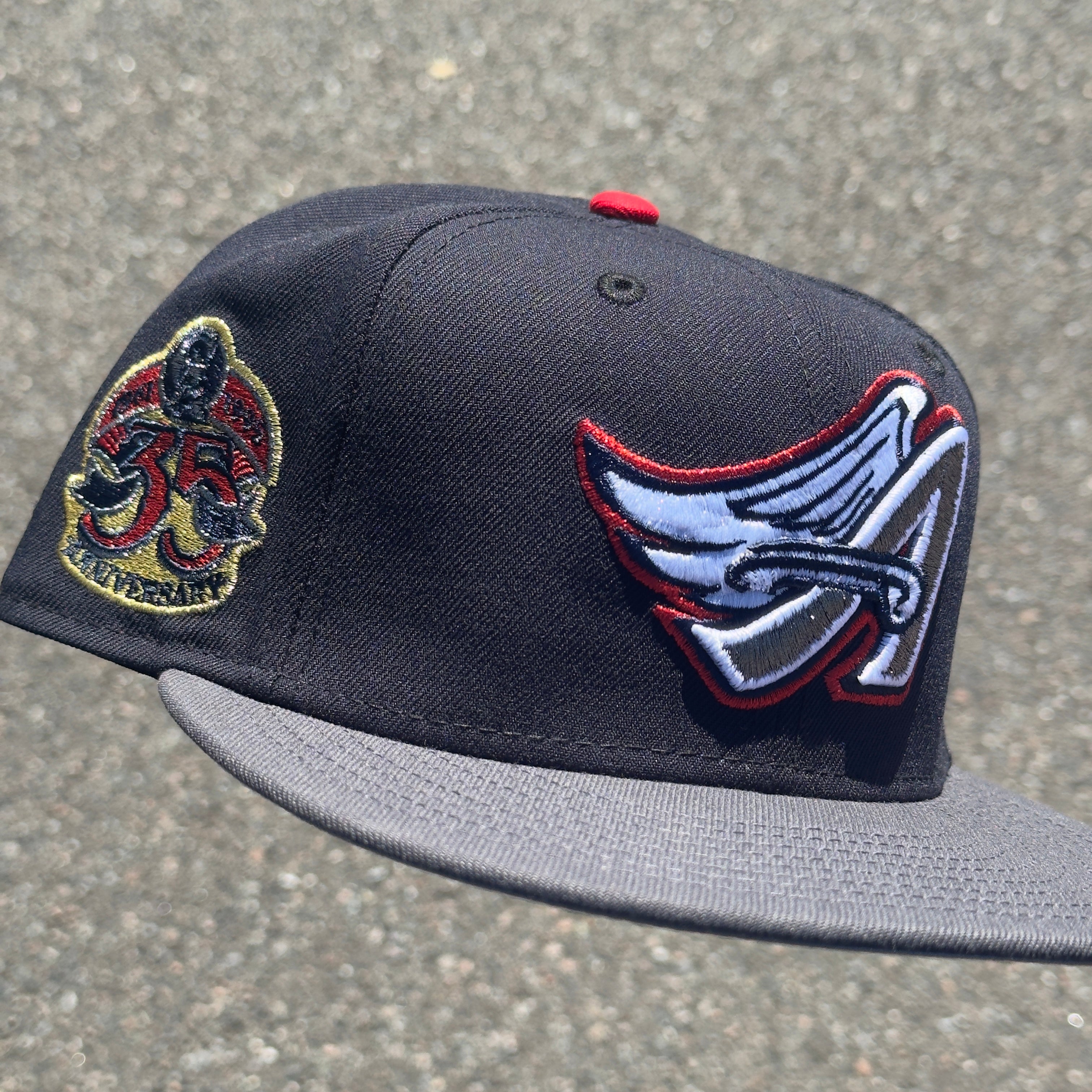 Anaheim Angels 35th Anniversary Side Patch Fitted Hat New Era 5950 (Navy/Graphite/Red/White/Gold/Gray)