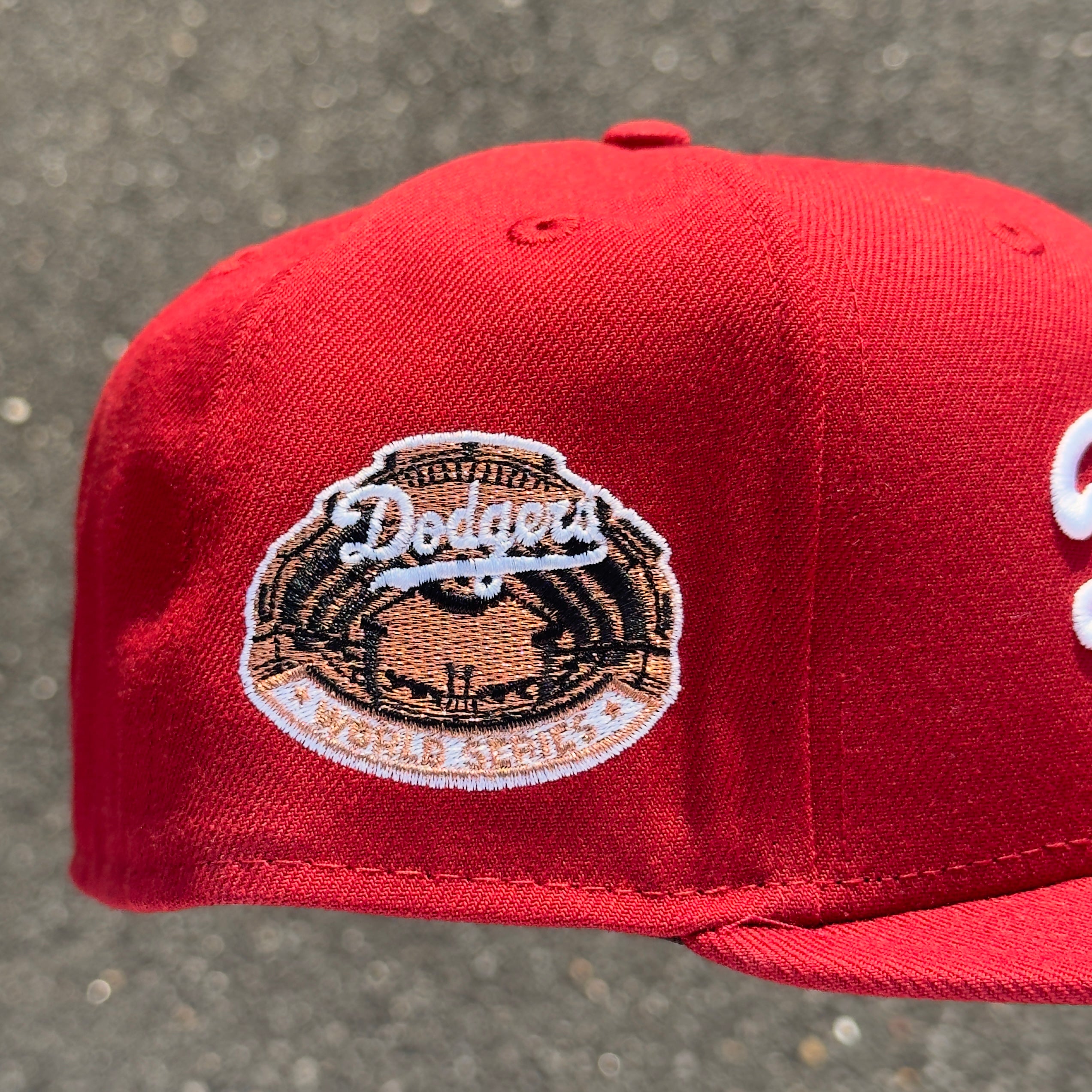 Los Angeles Dodgers 1963 World Series Side Patch Fitted Hat New Era 5950 (Dark Red//White/Copper/Black/Green)