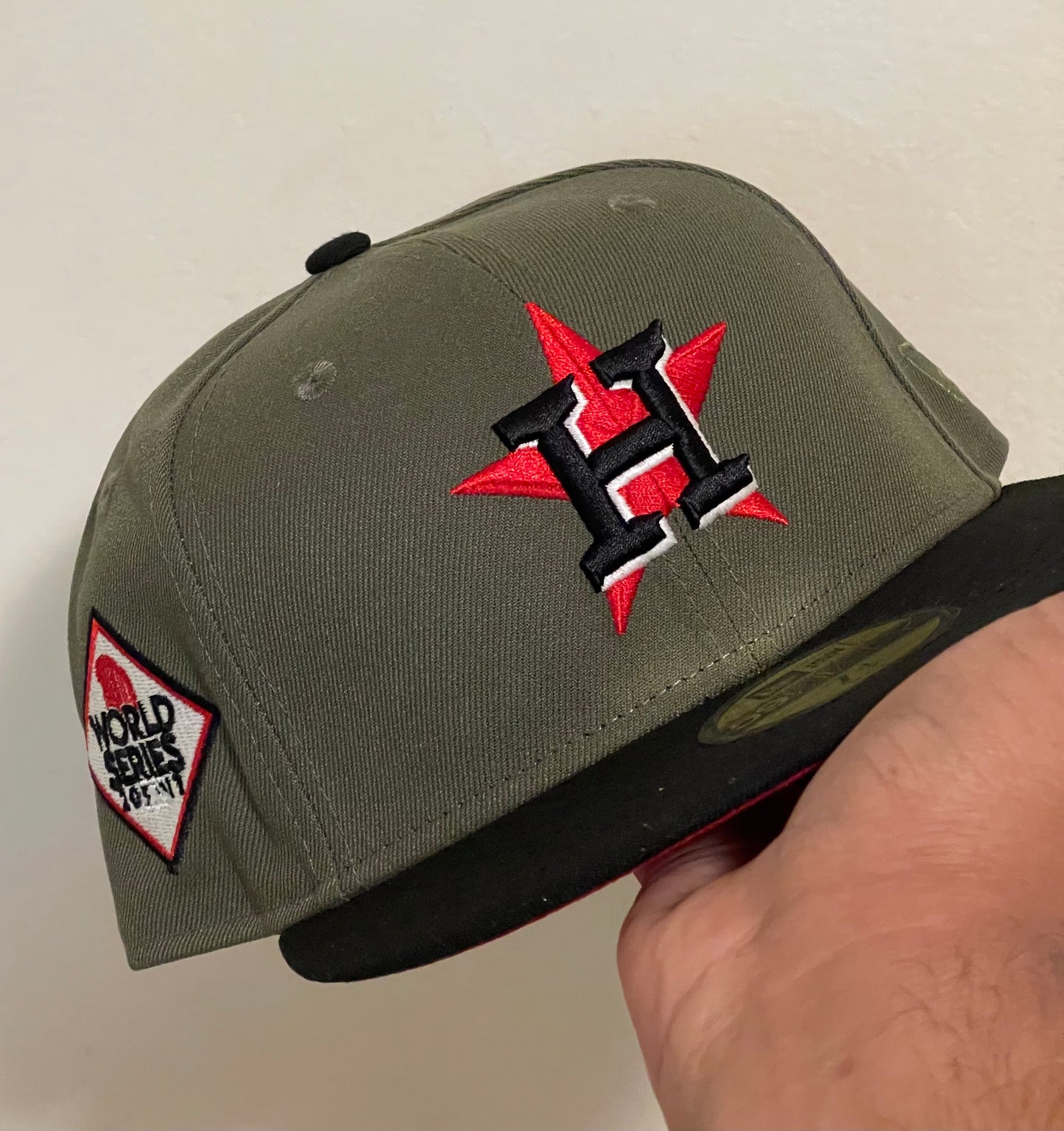 Houston Astros Travis Scott Inspired “Glow In The Dark” 2017 World Series Patch Fitted Hat (Olive/Black/Red/GITD) New Era 5950