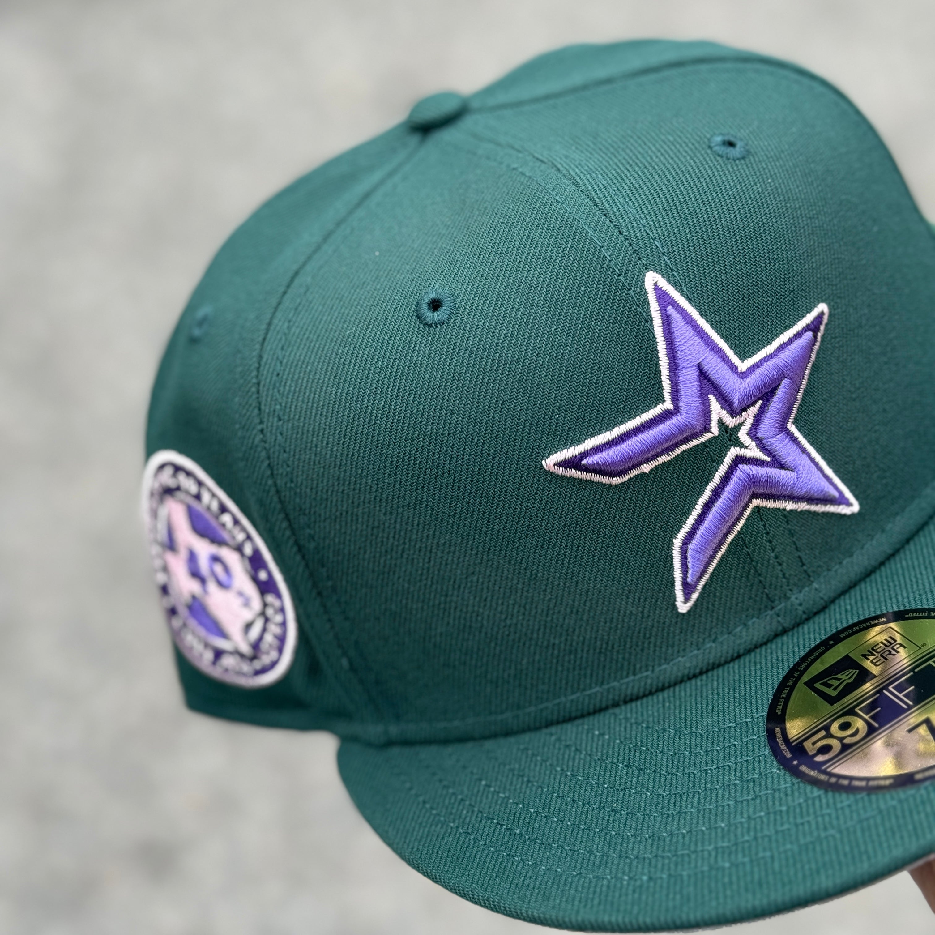 Houston Astros Celebrating 40 years Side Patch Fitted Hat New Era 5950 (Green/Purple/Pink/Gray)