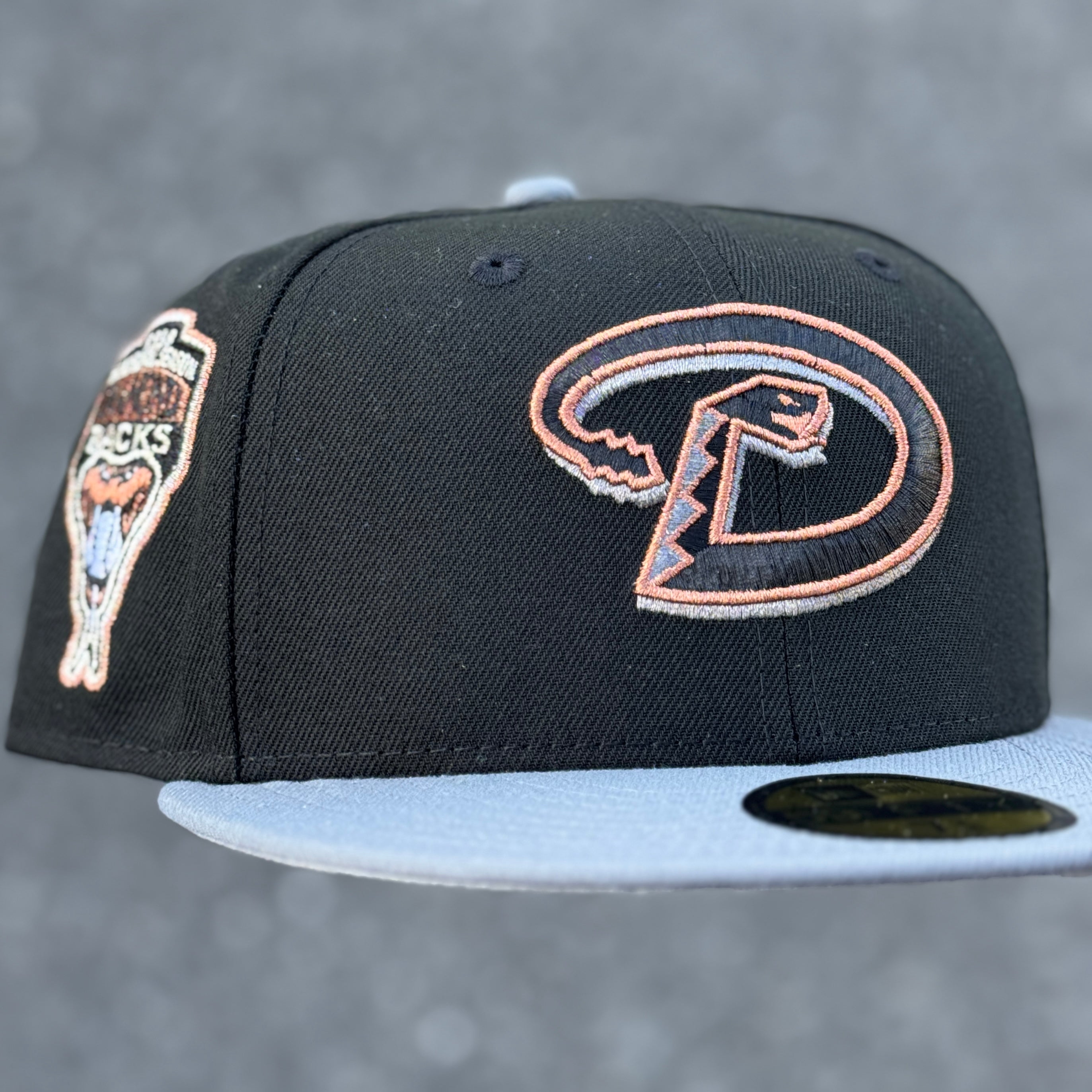 Arizona Diamondbacks 1998 Inaugural Season Side Patch Fitted Hat New Era 5950 (Black/Grey/Silver/Copper/Black/Gray)