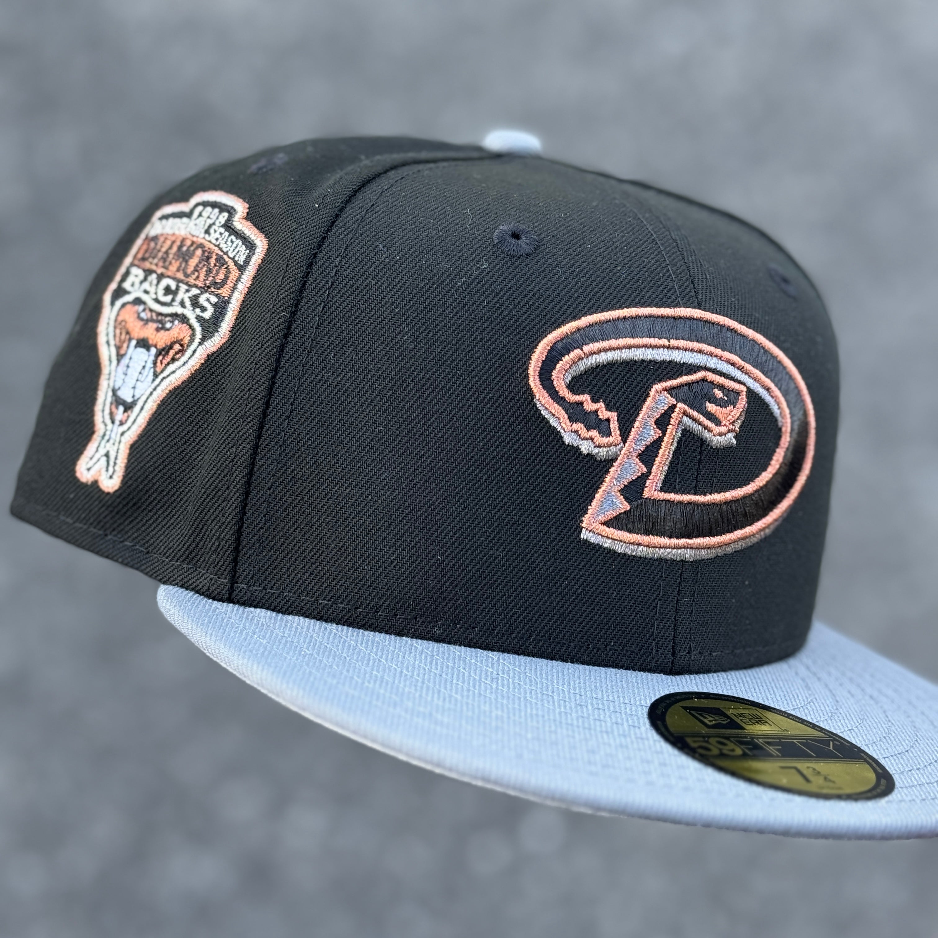 Arizona Diamondbacks 1998 Inaugural Season Side Patch Fitted Hat New Era 5950 (Black/Grey/Silver/Copper/Black/Gray)