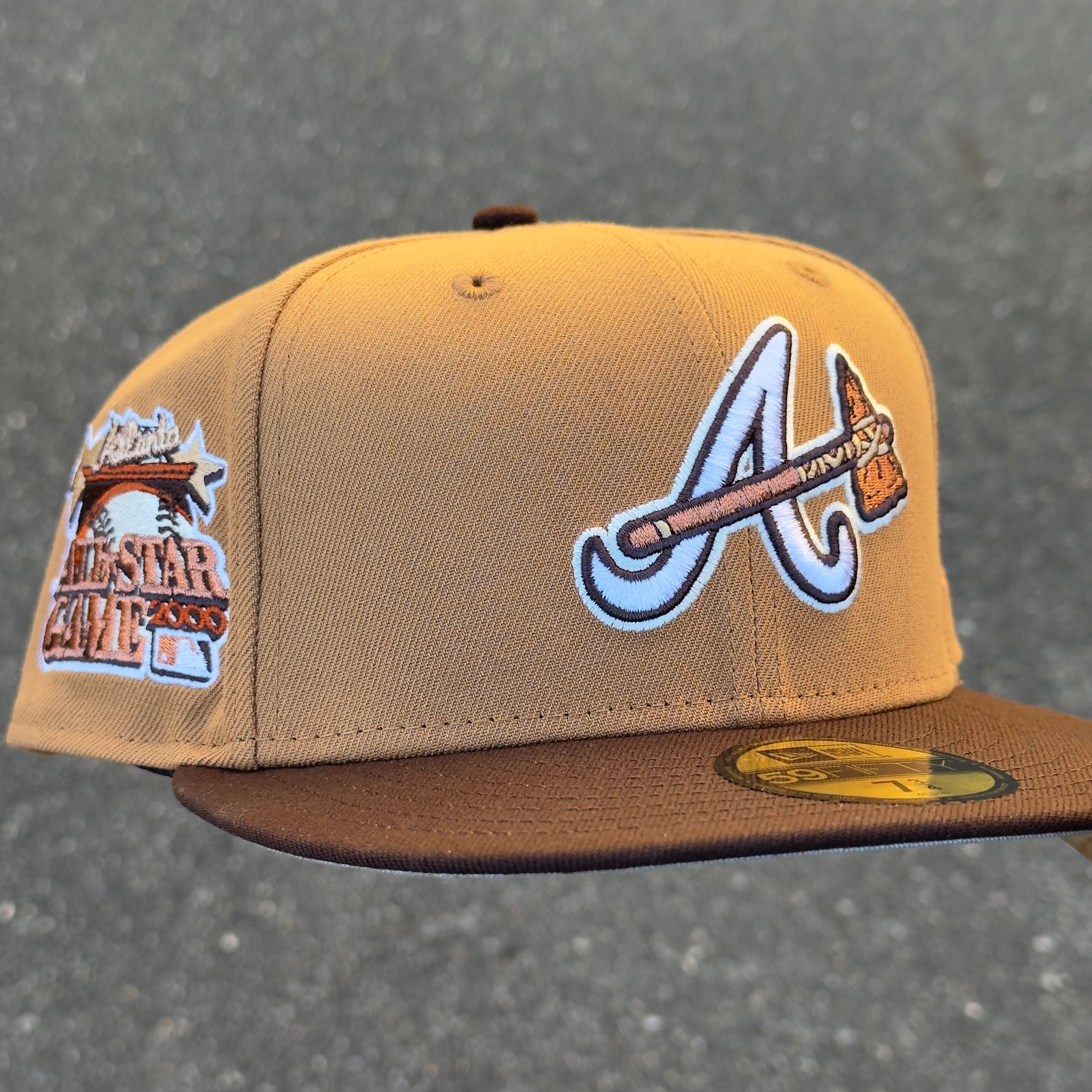 Atlanta Braves 2000 All Star Game Side Patch Fitted Hat New Era 5950 (Wheat/Brown/White/Copper/Tan)