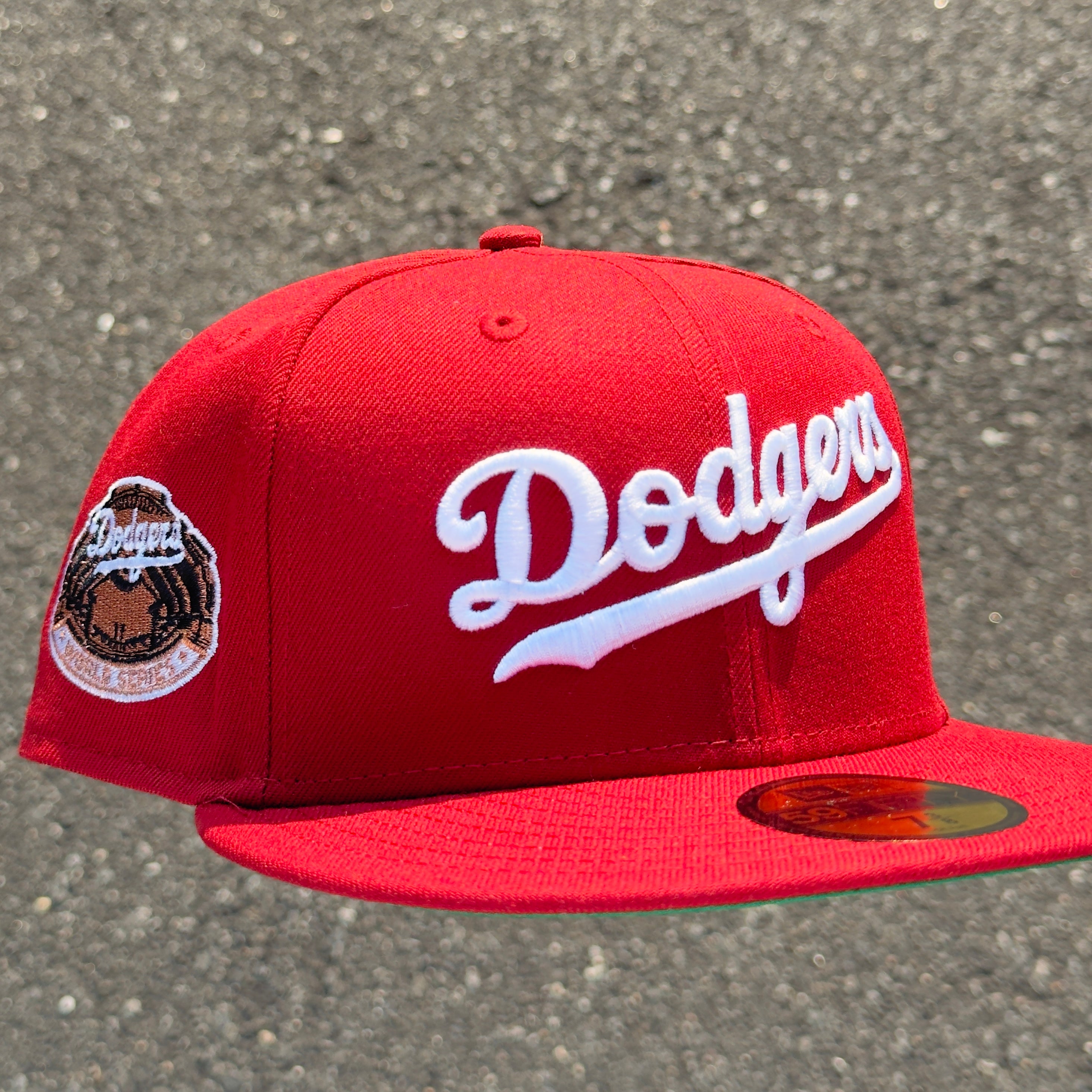 Los Angeles Dodgers 1963 World Series Side Patch Fitted Hat New Era 5950 (Dark Red//White/Copper/Black/Green)