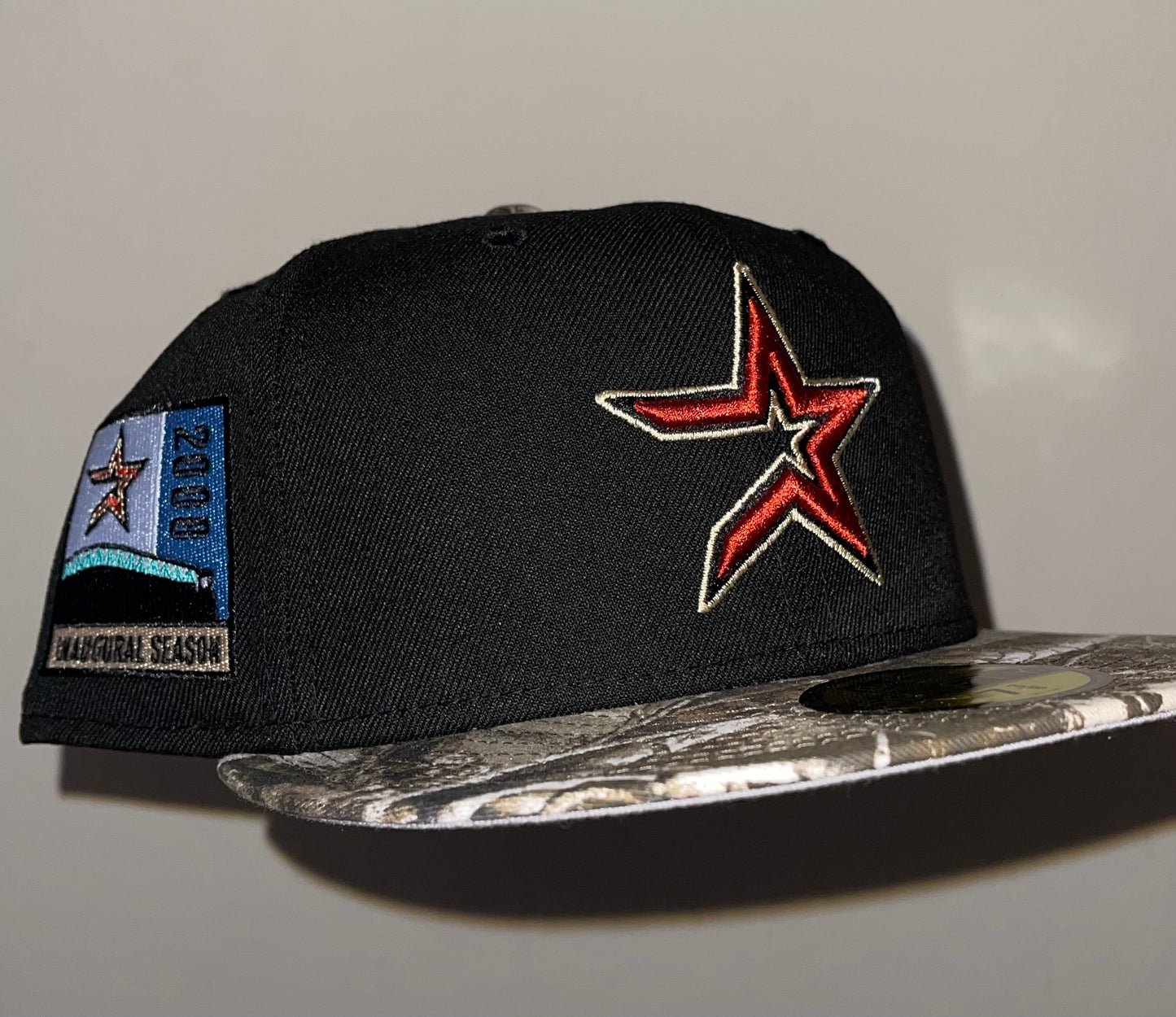 Houston Astros Real Tree Camo 2000 Inaugural Season Side Patch Fitted Hat (Black/Real Tree/Gray) New Era 5950