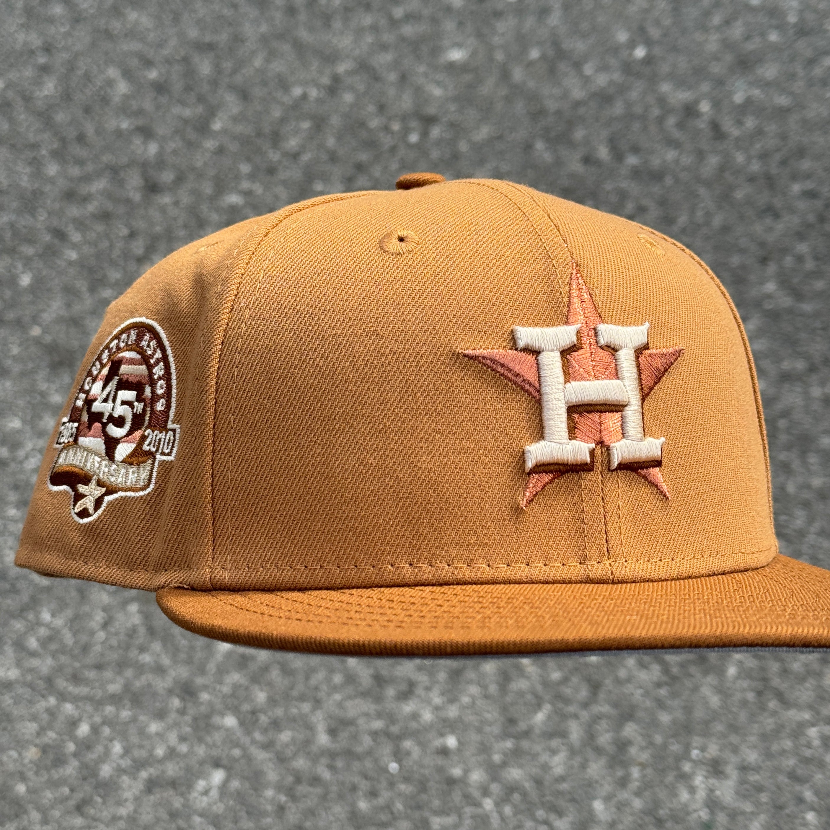 Houston Astros 45th Anniversary  Side Patch MLB Fitted Hat New Era 5950(Wheat/Toasted Peanut/Light Bronze/Seashell/Copper/Gray)