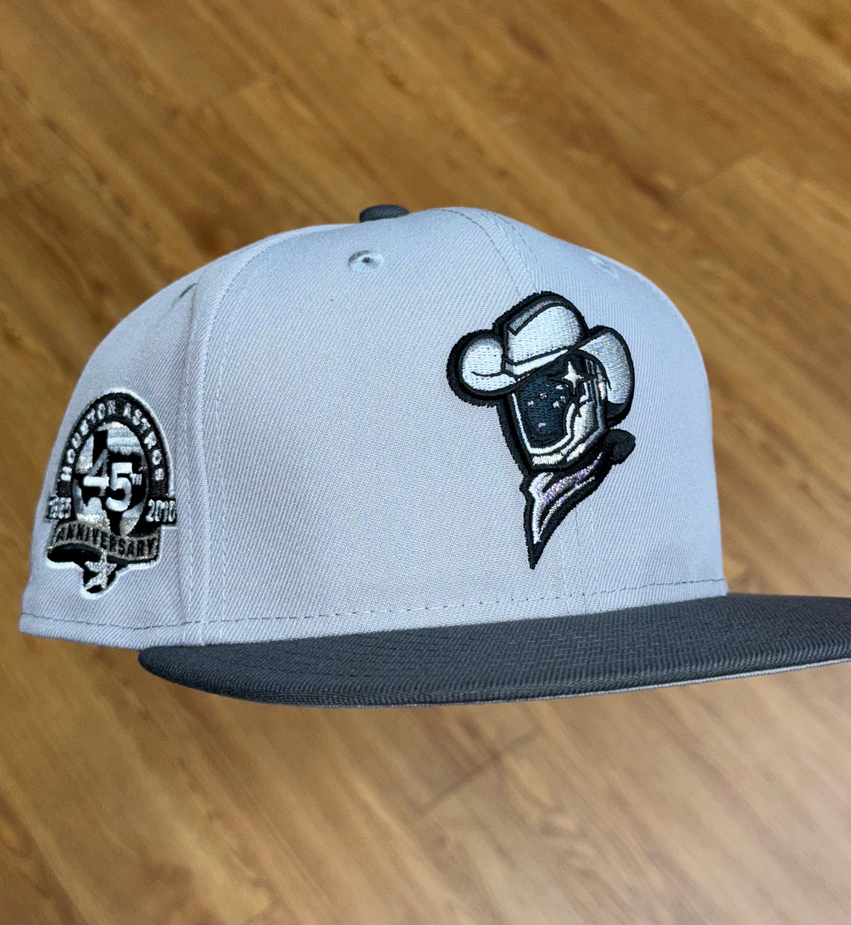 Sugarland Space Cowboys 45th Anniversary Astros Side Patch Fitted Hat New Era 5950 (Gray/Dark Gray/Silver/Black)