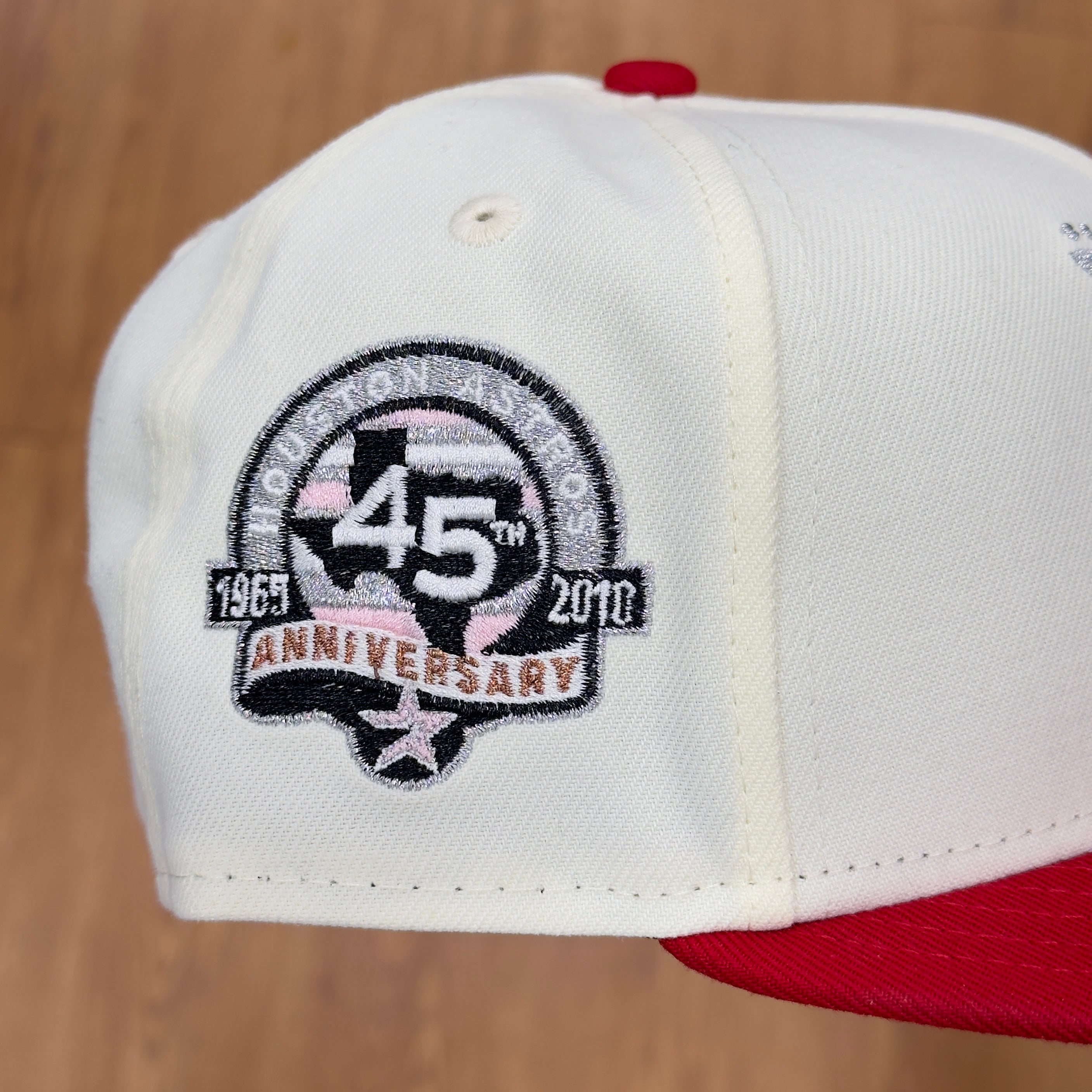 Houston Astros 45th Anniversary Side Patch Fitted Hat New Era 5950 (Off White/Red/Silver/Black/Pink)