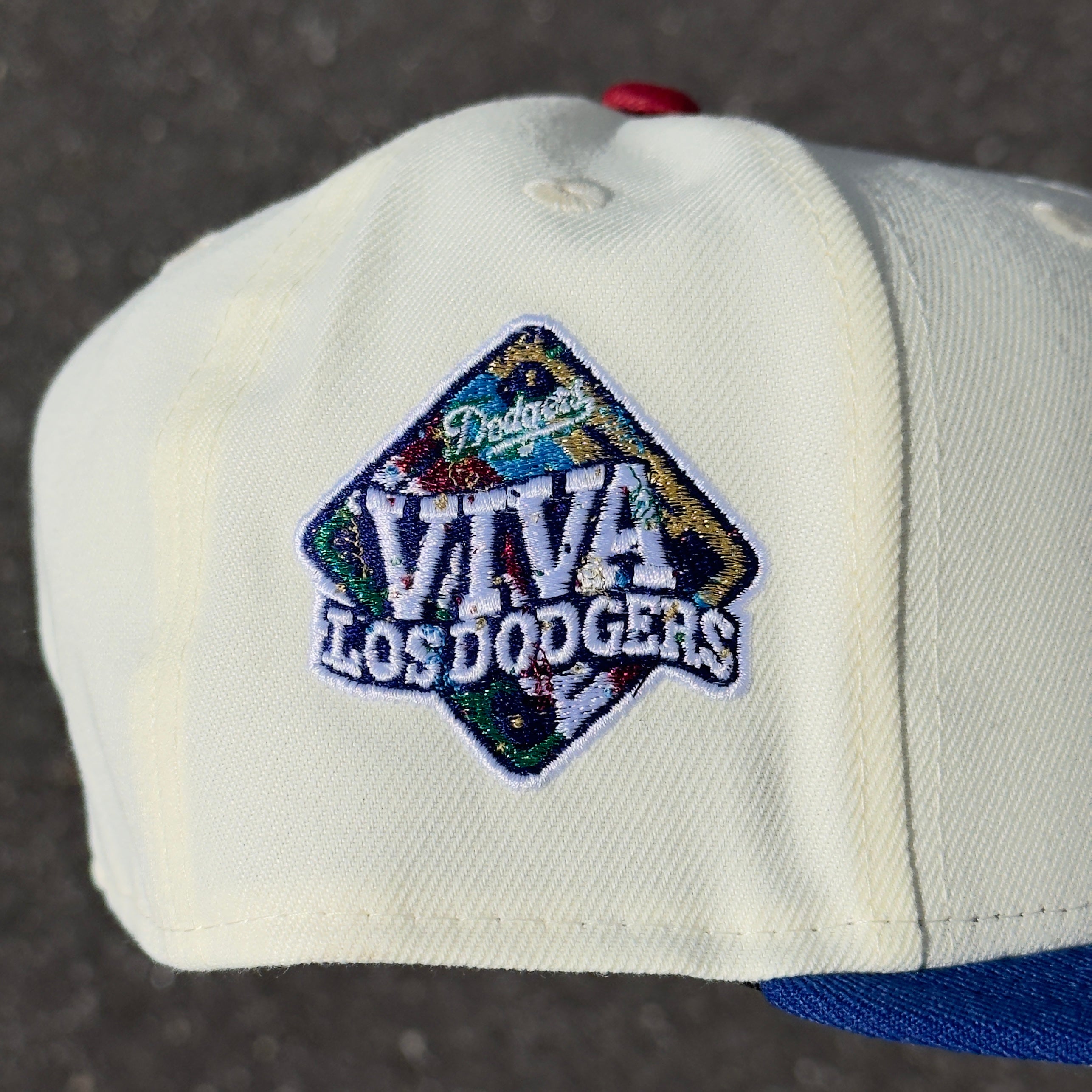 Los Angeles Dodgers Viva Los Dodgers Side Patch Fitted Hat New Era 5950 (Off White/Blue/White/Green/Red/Gray)