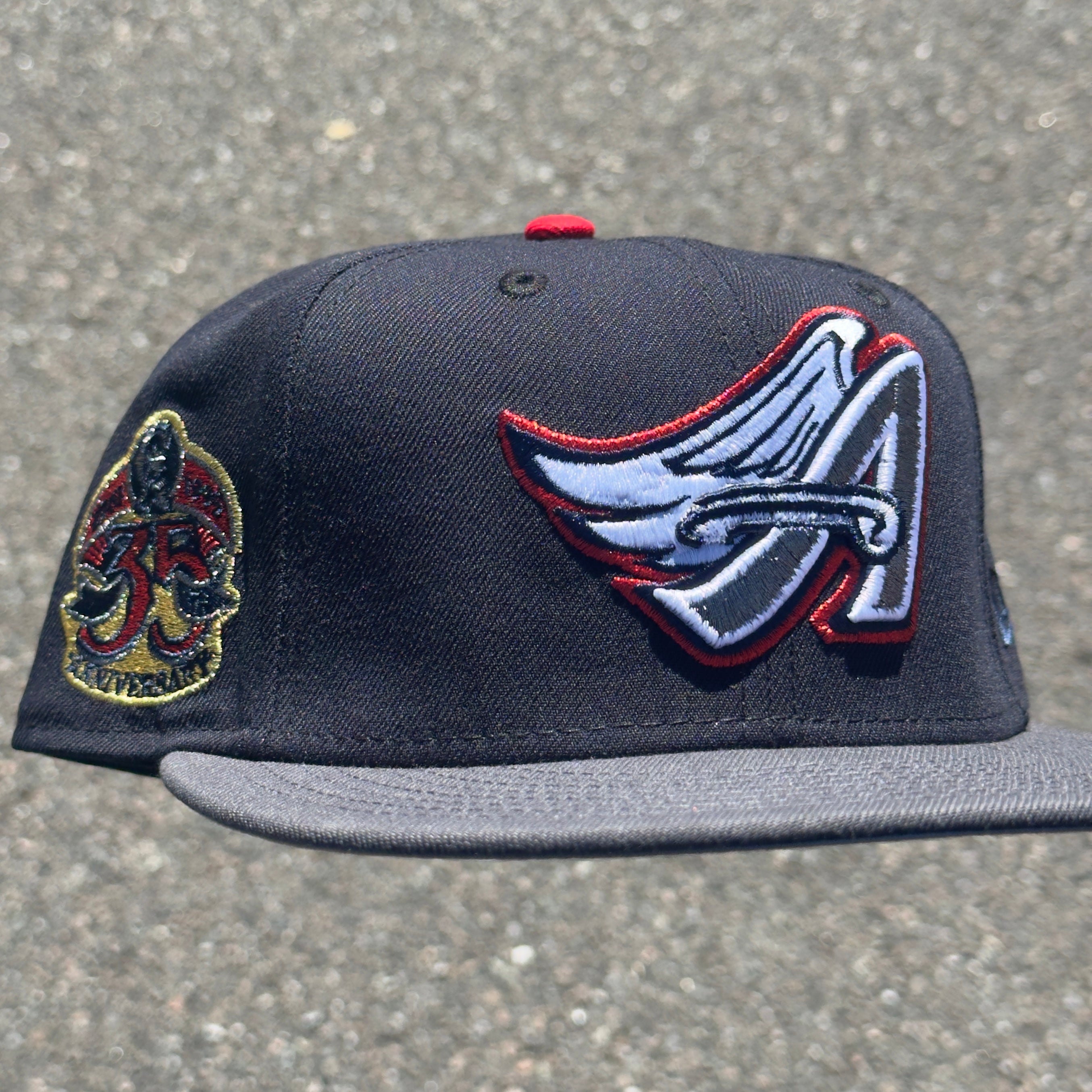 Anaheim Angels 35th Anniversary Side Patch Fitted Hat New Era 5950 (Navy/Graphite/Red/White/Gold/Gray)