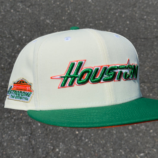 Houston Astros Astrodome Side Patch Fitted Hat New Era 5950 (Off White/Green/White/Orange)