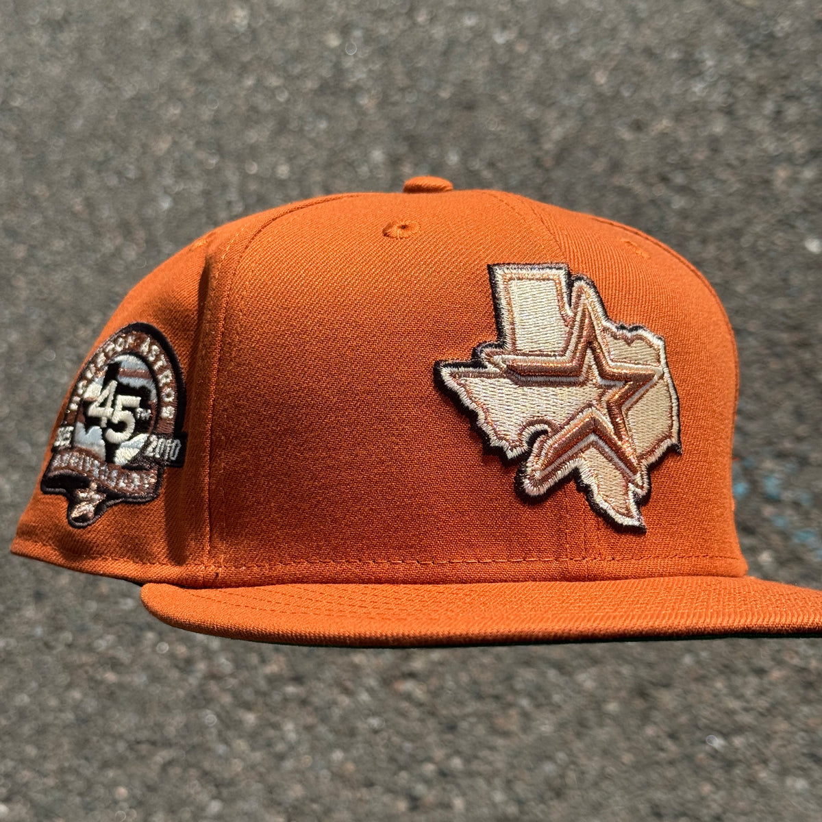 Houston Astros 45th Anniversary  Side Patch MLB Fitted Hat New Era 5950(Rust Orange/Brown/Seashell/Copper/Gray)