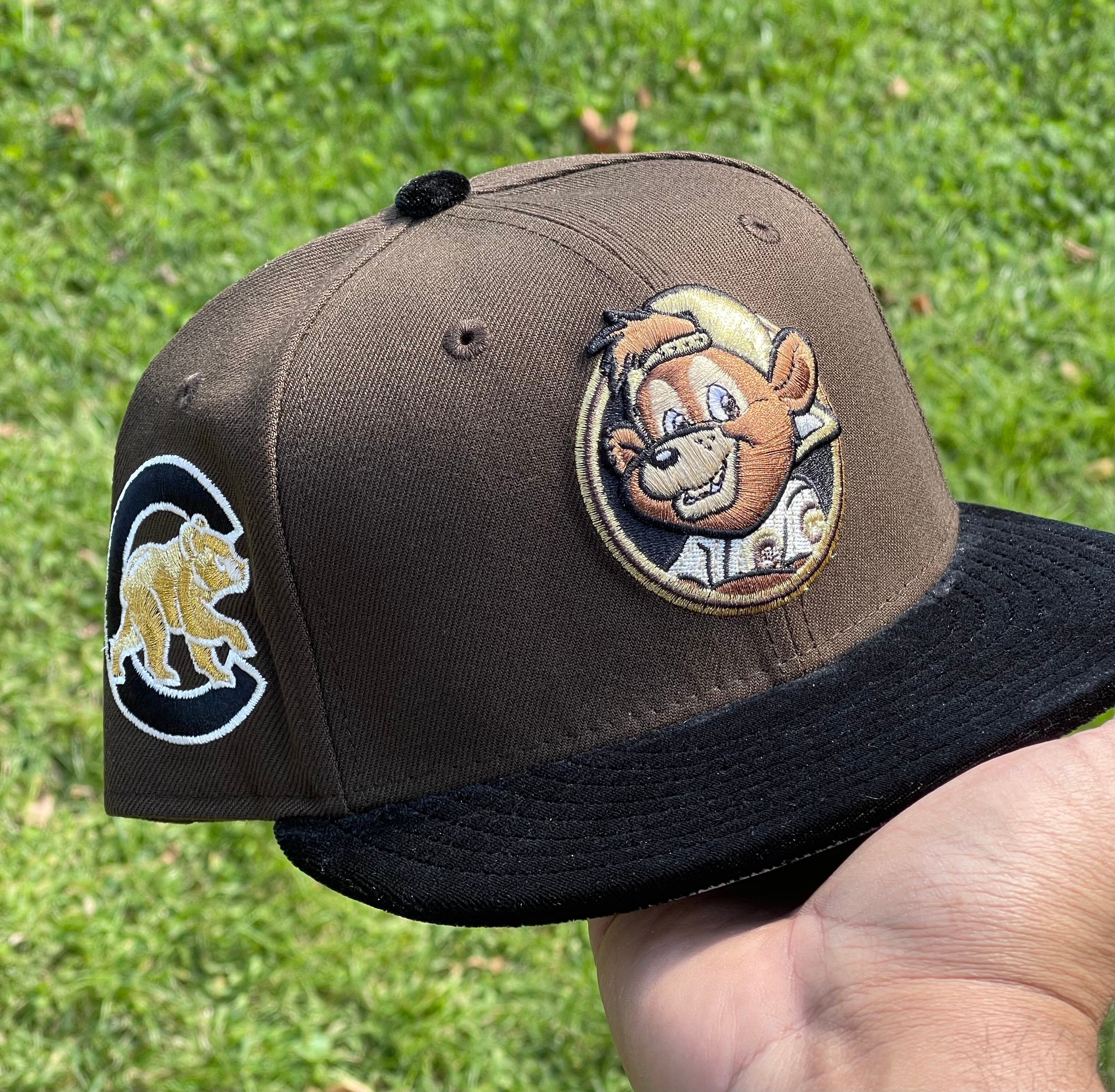 Chicago Cubs Clark The Bear Mascot Velvet Brim Fitted Hat 5950 (Brown/Black/Gold/Gray)