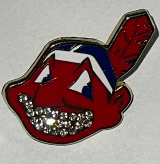 Cleveland Indians Chief Wahoo Banned Logo Two Tone 1995 World Series Fitted with patch on opposite side (Navy Blue/Red) + Free Pin