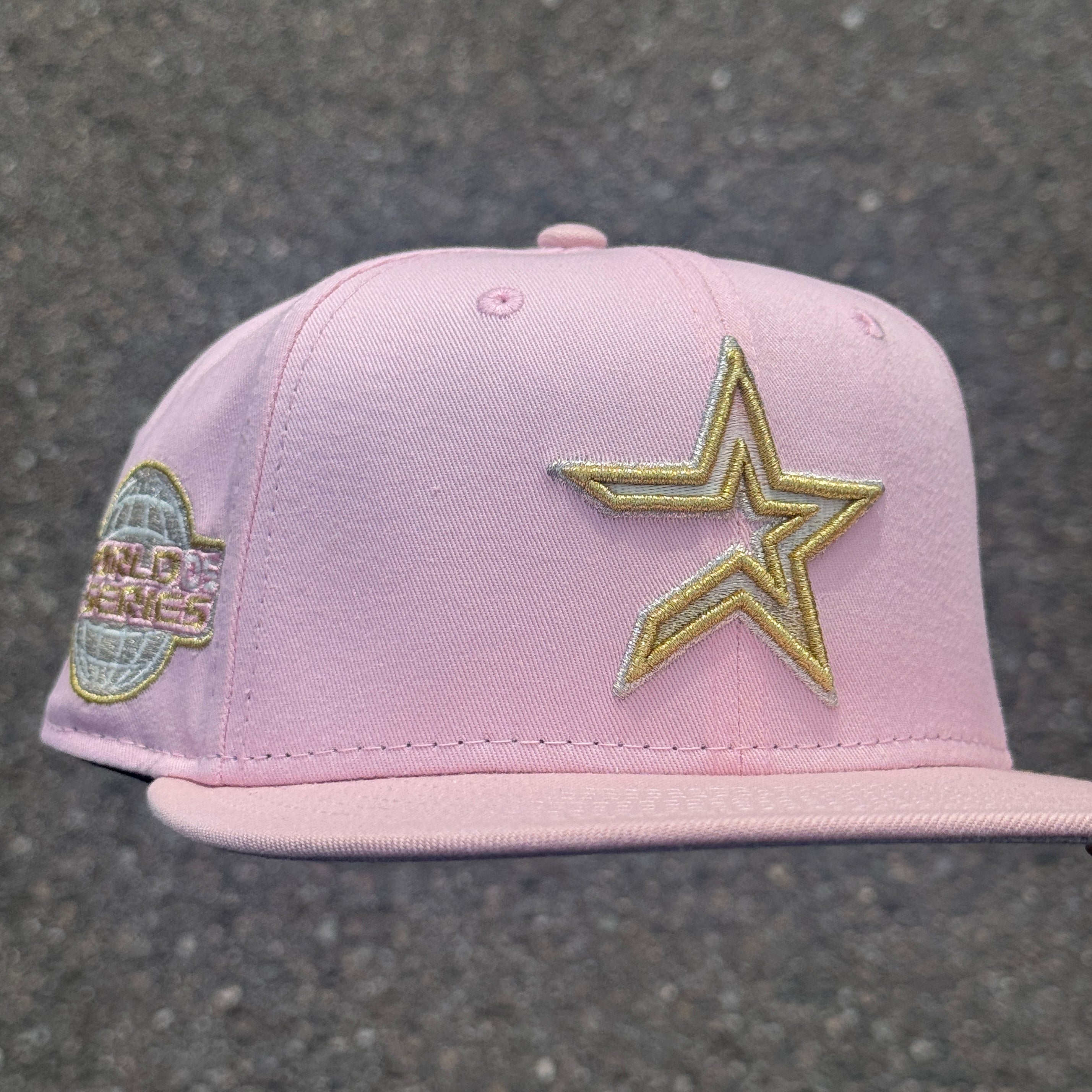 Houston Astros 2005 World Series Side Patch MLB Fitted Hat New Era 5950 (Pink/Silver/Gold/Gray)