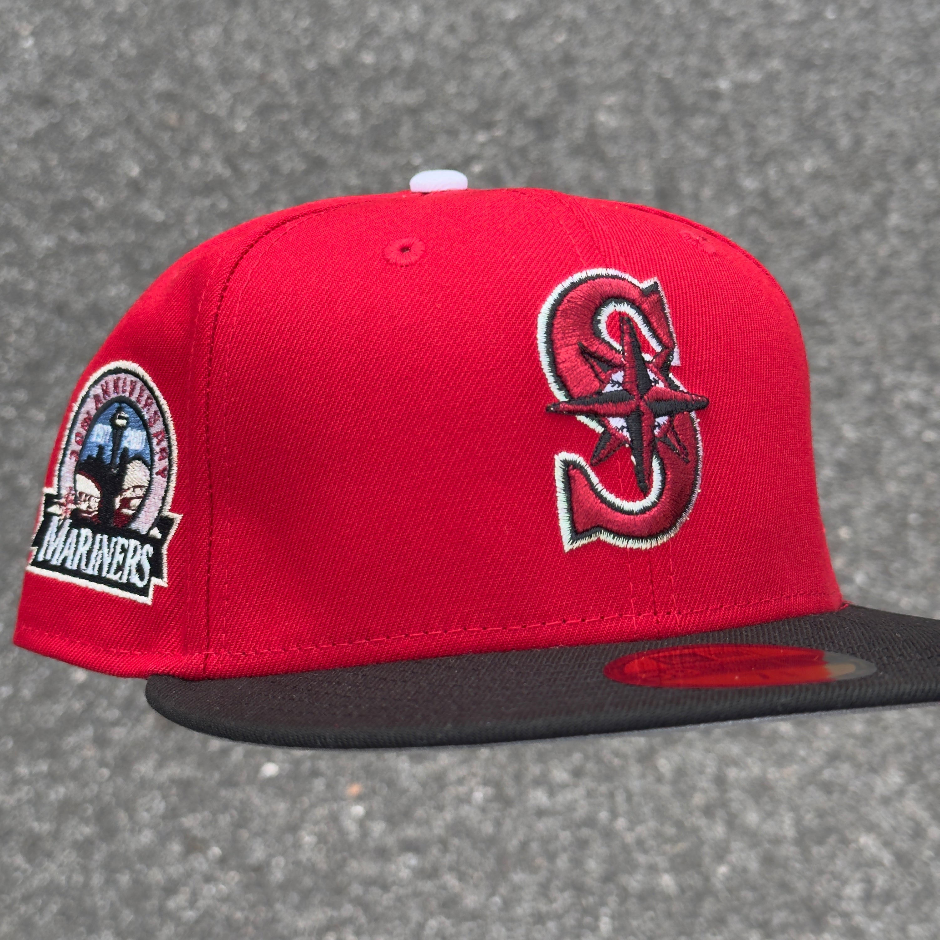 Seattle Mariners 30th Anniversary Side Patch Fitted Hat New Era 5950 (Red/Black/White/Sky Blue/Iris/Metallic Red/Gray)