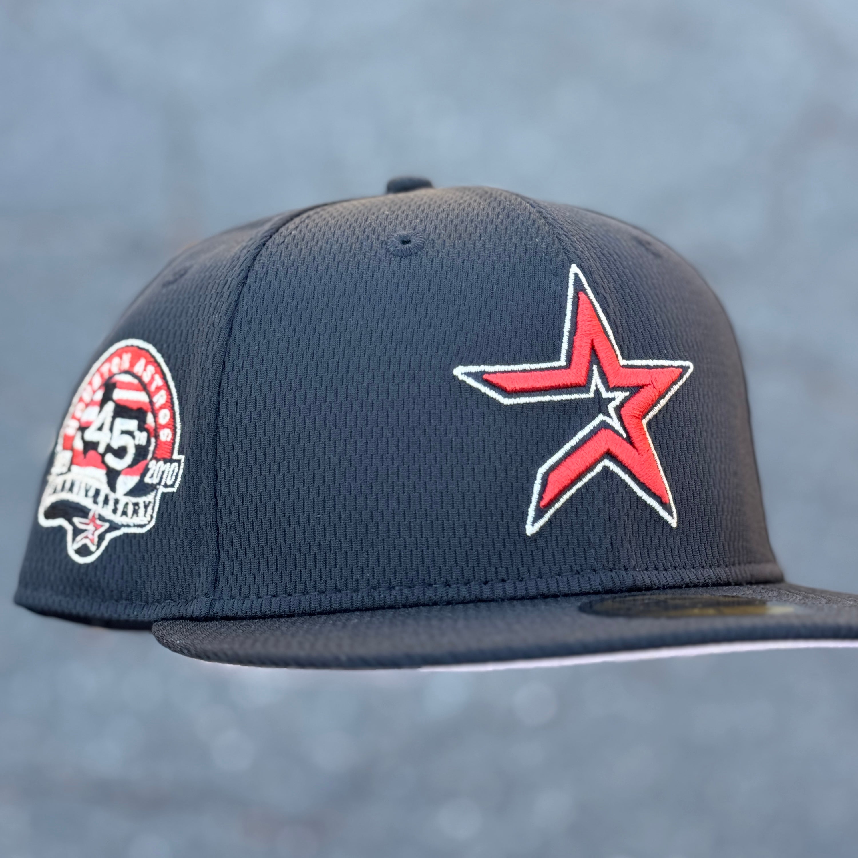 *Mesh* Houston Astros 45th Anniversary Side Patch Fitted Hat New Era 5950 (Black/Brick Red/Seashell/Pink)