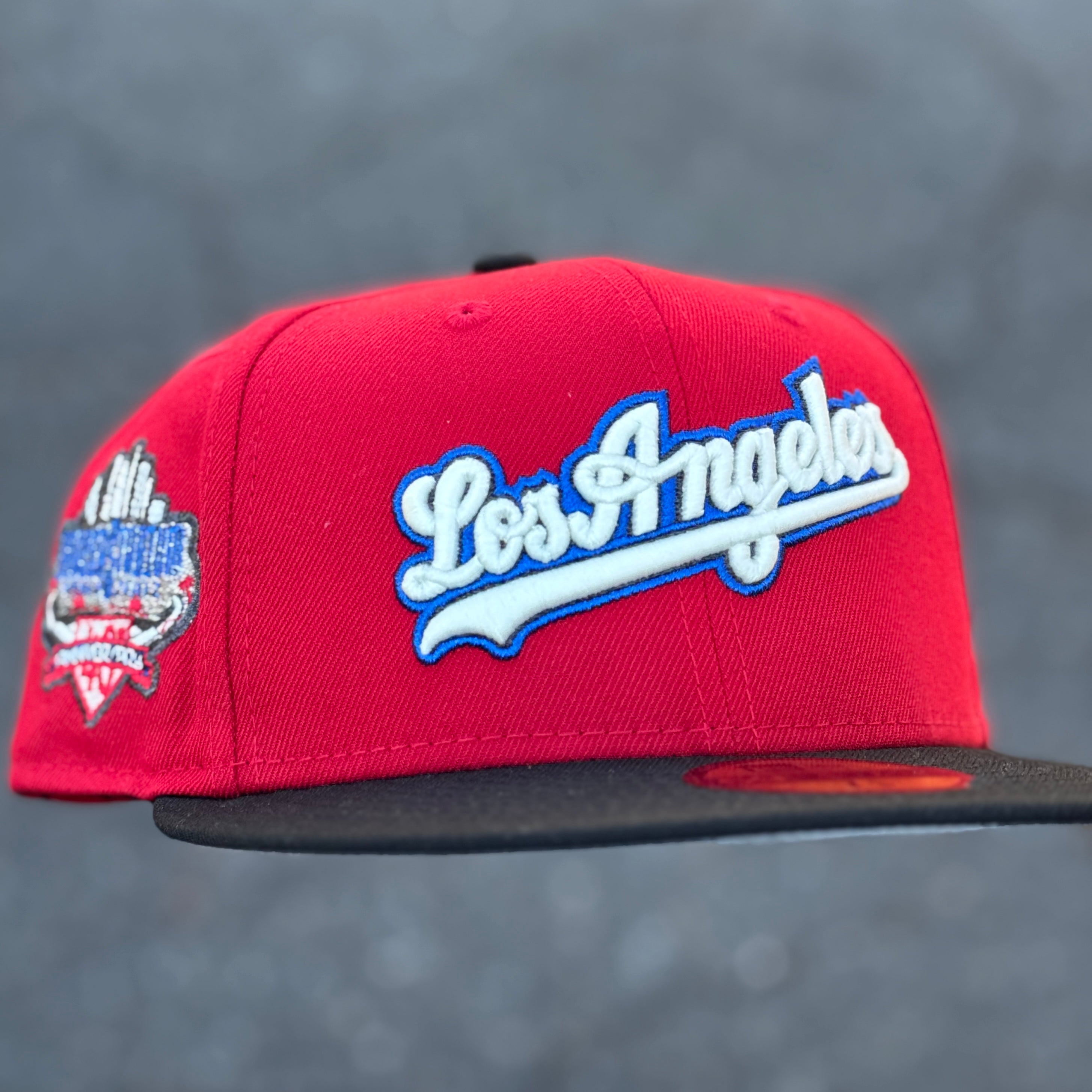 Los Angeles Dodgers 40th Anniversary Side Patch Fitted Hat New Era 5950 (Red/Black/White/Royal Blue/Gray)