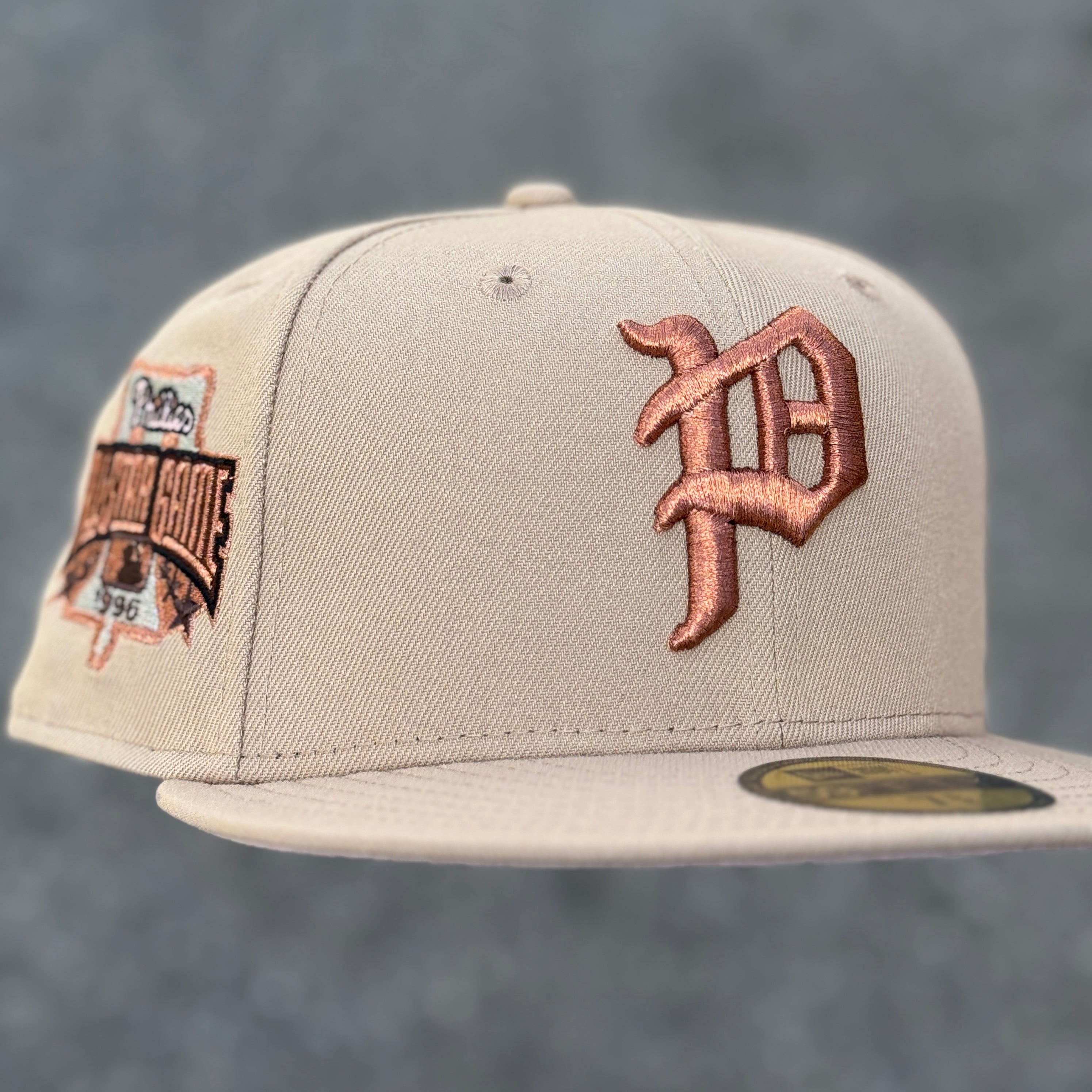 Philadelphia Phillies 1996 All Star Game Side Patch Fitted Hat New Era 5950 (Tan/Copper/Silver/Black/Pink)