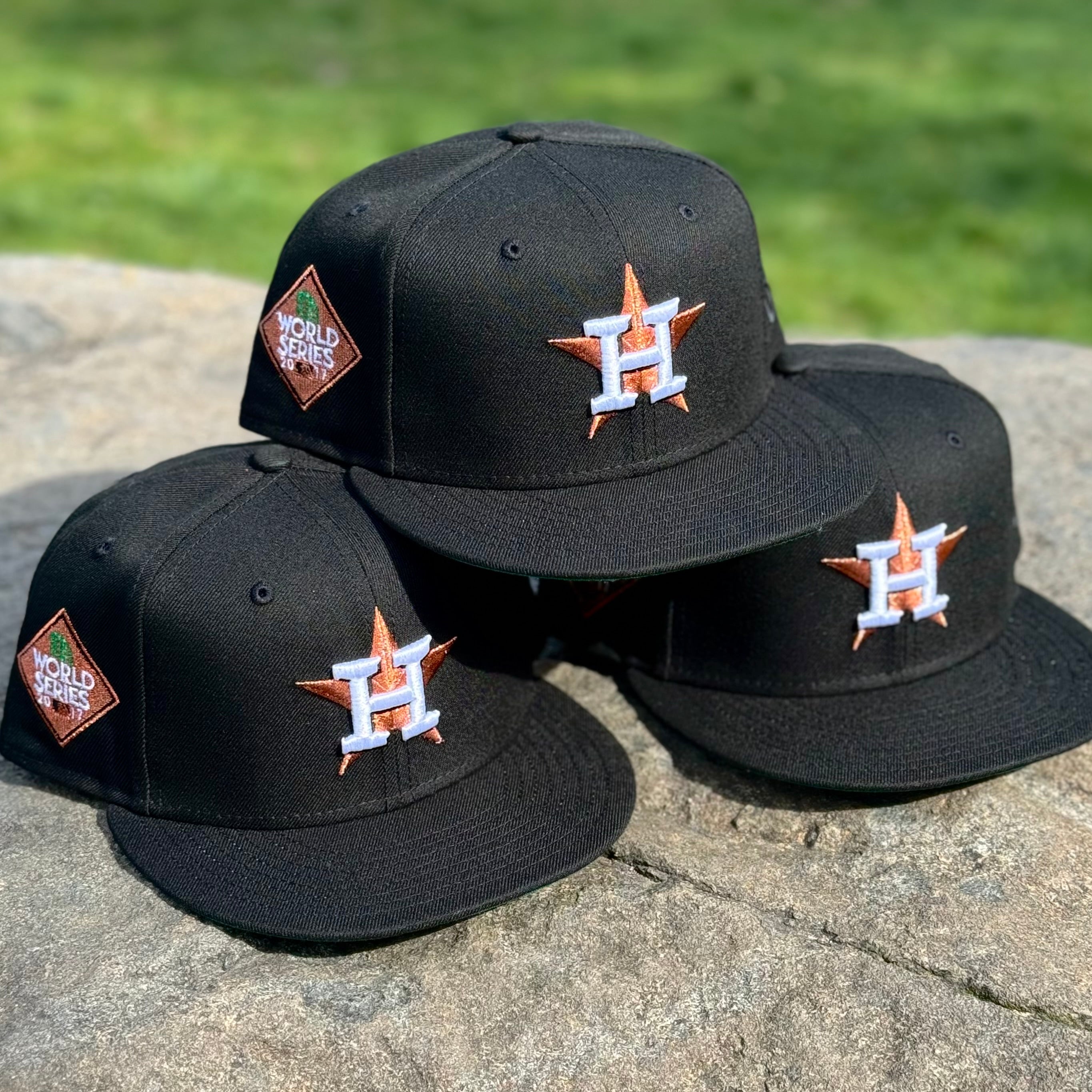 Houston Astros 2017 World Series Side Patch Fitted Hat New Era 5950 (Black/Copper/Green/White)