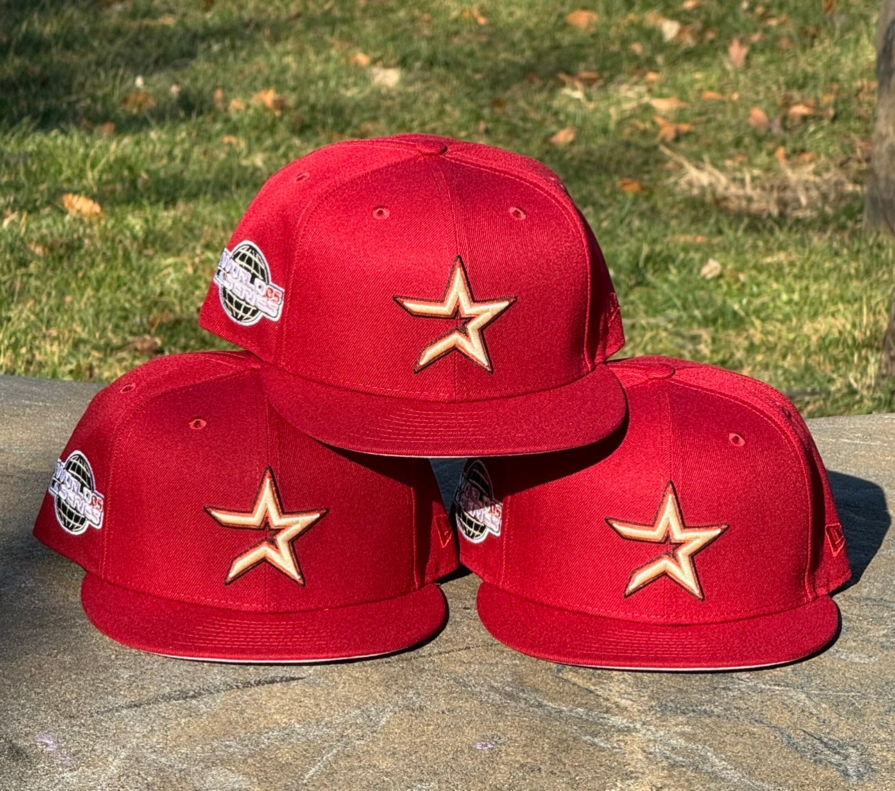 Houston Astros Open Star with 2005 World Series Side Patch Fitted Hat New Era 5950 (Brick Red/Pink)