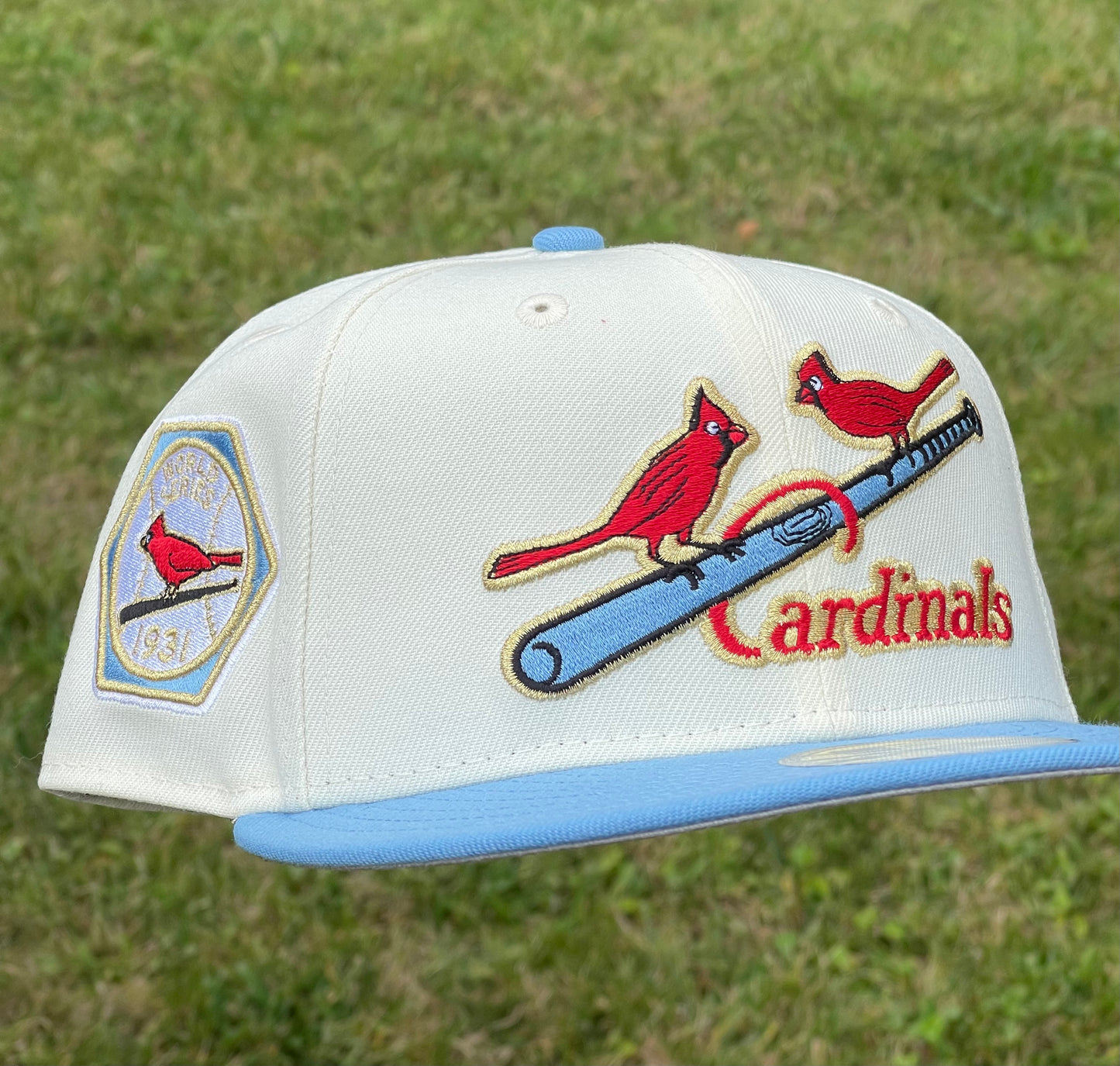 St. Louis Cardinals 1931 World Series Patch Fitted Hat (Off White/Sky Blue) 5950 New Era